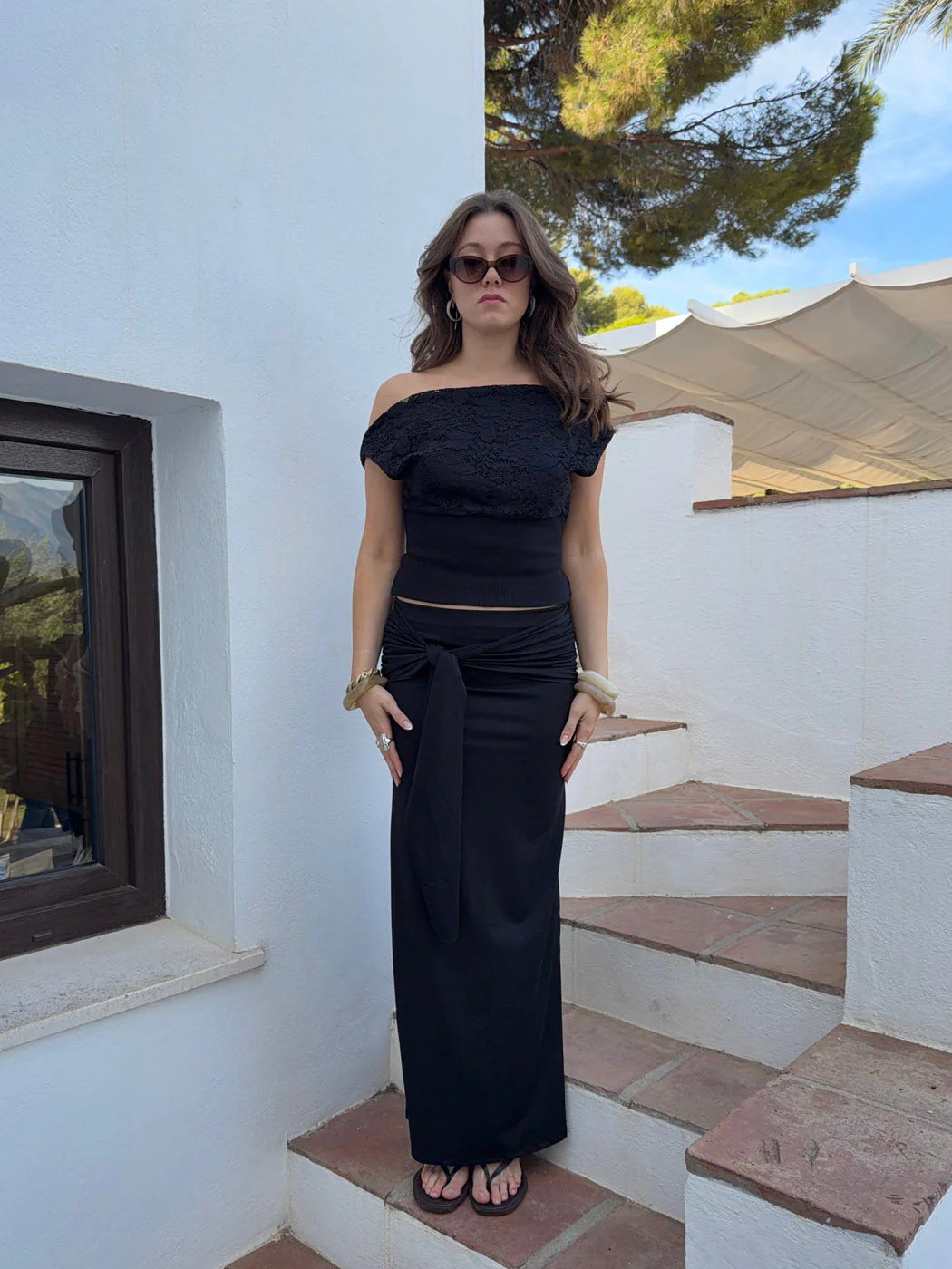Stella maxi skirt with ties - Black 9 Stella maxi skirt with ties - Black