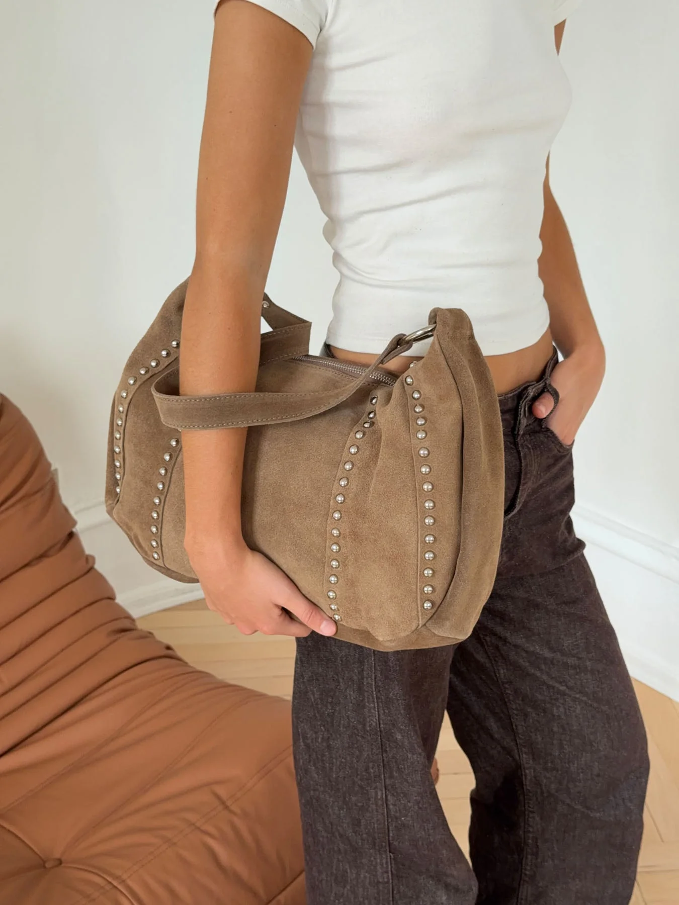 Henry bag with studs - Brown 13 Henry bag with studs - Brown