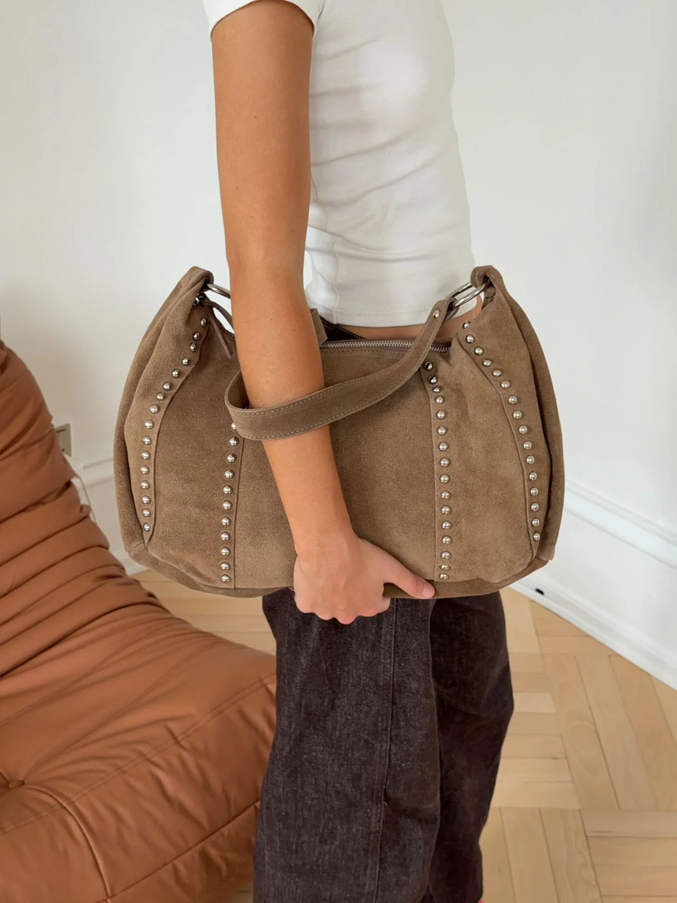 Henry bag with studs - Brown 4 Henry bag with studs - Brown