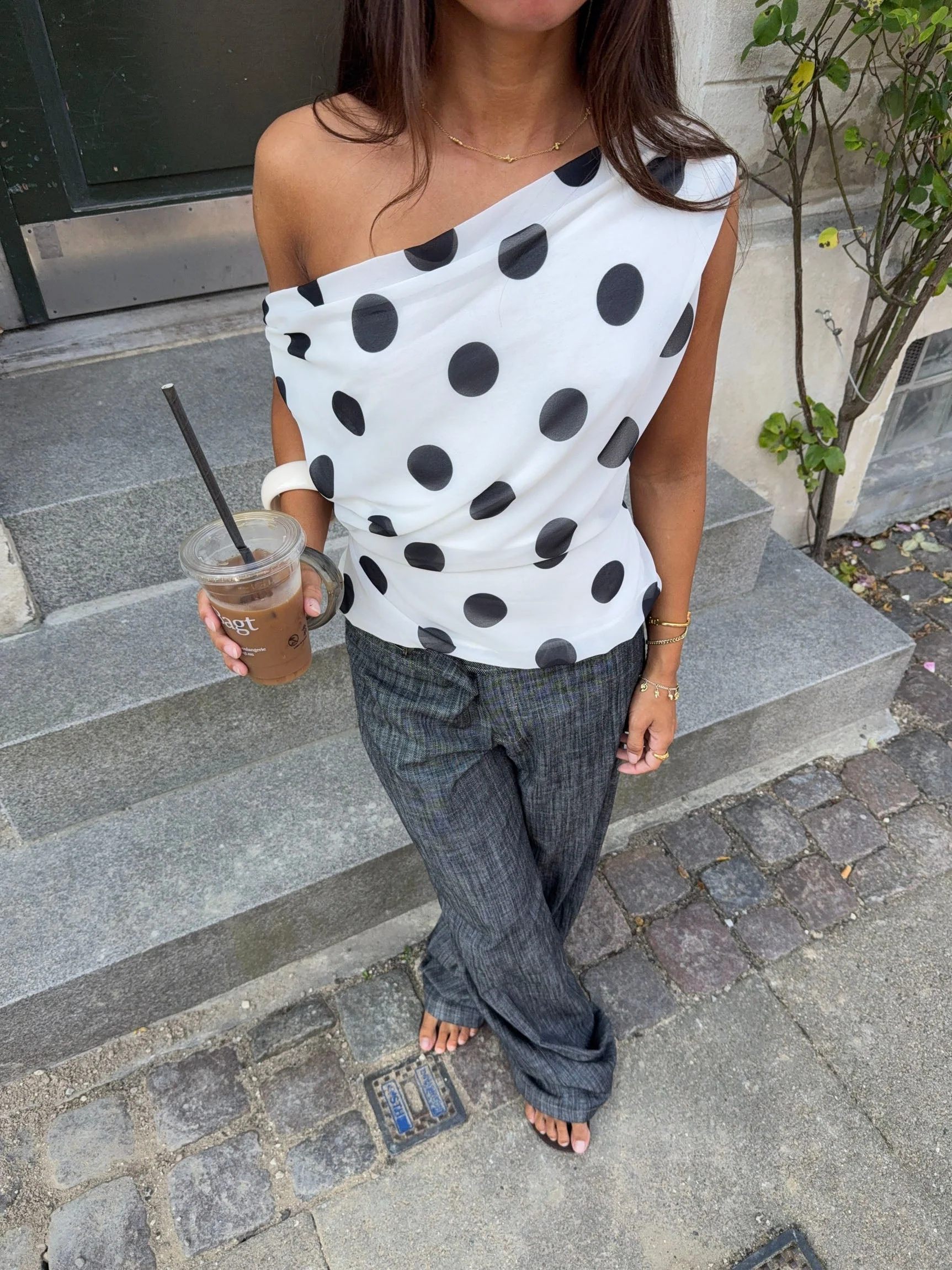 Lily Top with Polka Dots – White/Black 12 Lily Top with Polka Dots – White/Black