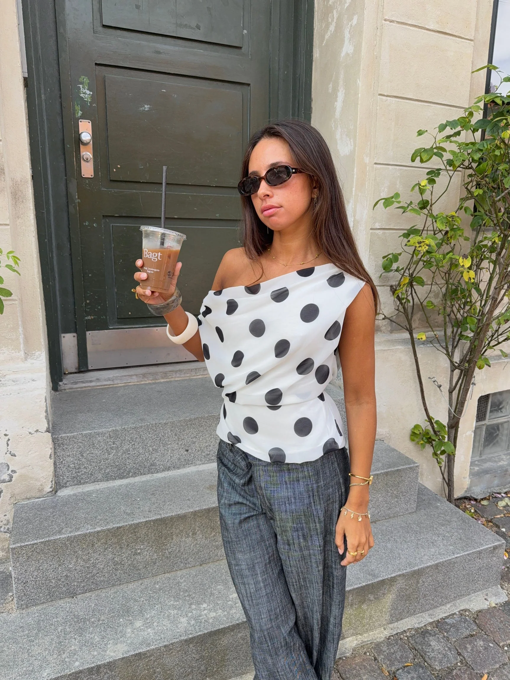 Lily Top with Polka Dots – White/Black 3 Lily Top with Polka Dots – White/Black