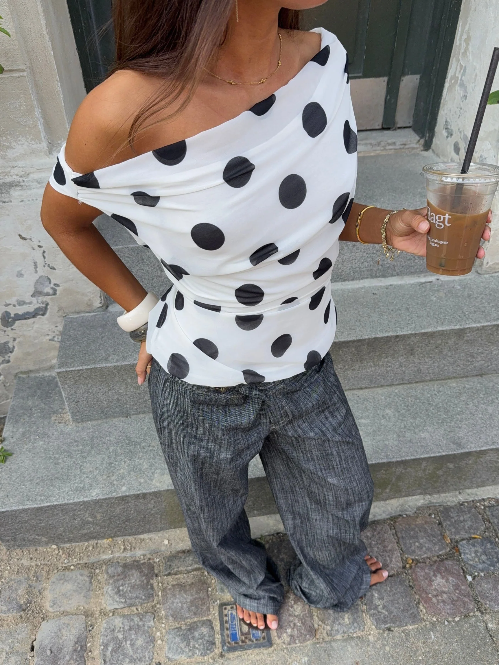 Lily Top with Polka Dots – White/Black 7 Lily Top with Polka Dots – White/Black