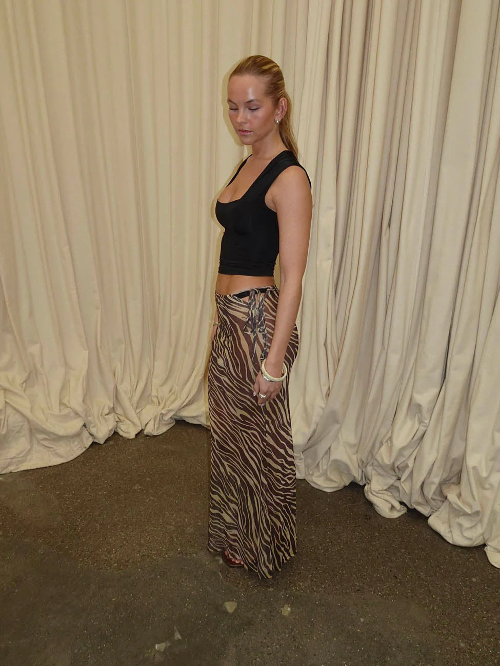 Azelma skirt in mesh with zebra print - Brown/beige 10 Azelma skirt in mesh with zebra print - Brown/beige