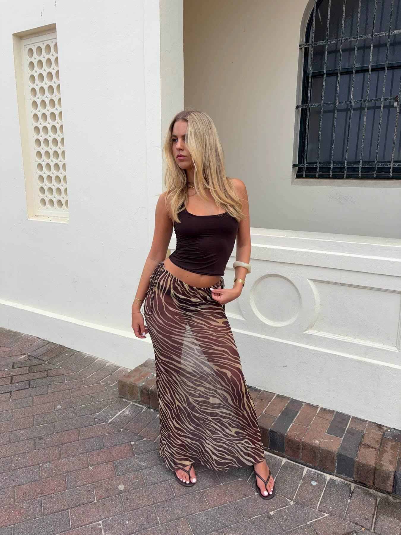 Azelma skirt in mesh with zebra print - Brown/beige 11 Azelma skirt in mesh with zebra print - Brown/beige