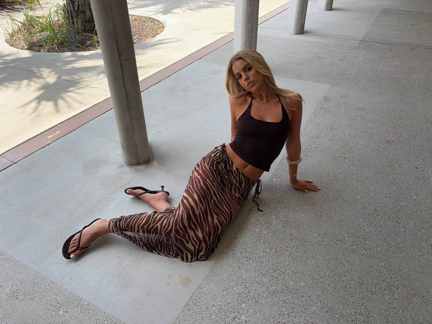 Azelma skirt in mesh with zebra print - Brown/beige 12 Azelma skirt in mesh with zebra print - Brown/beige
