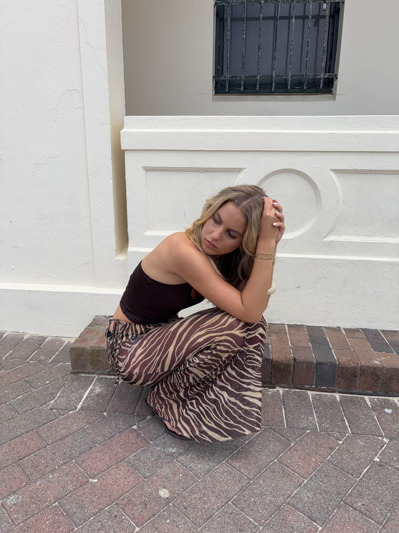Azelma skirt in mesh with zebra print - Brown/beige 14 Azelma skirt in mesh with zebra print - Brown/beige