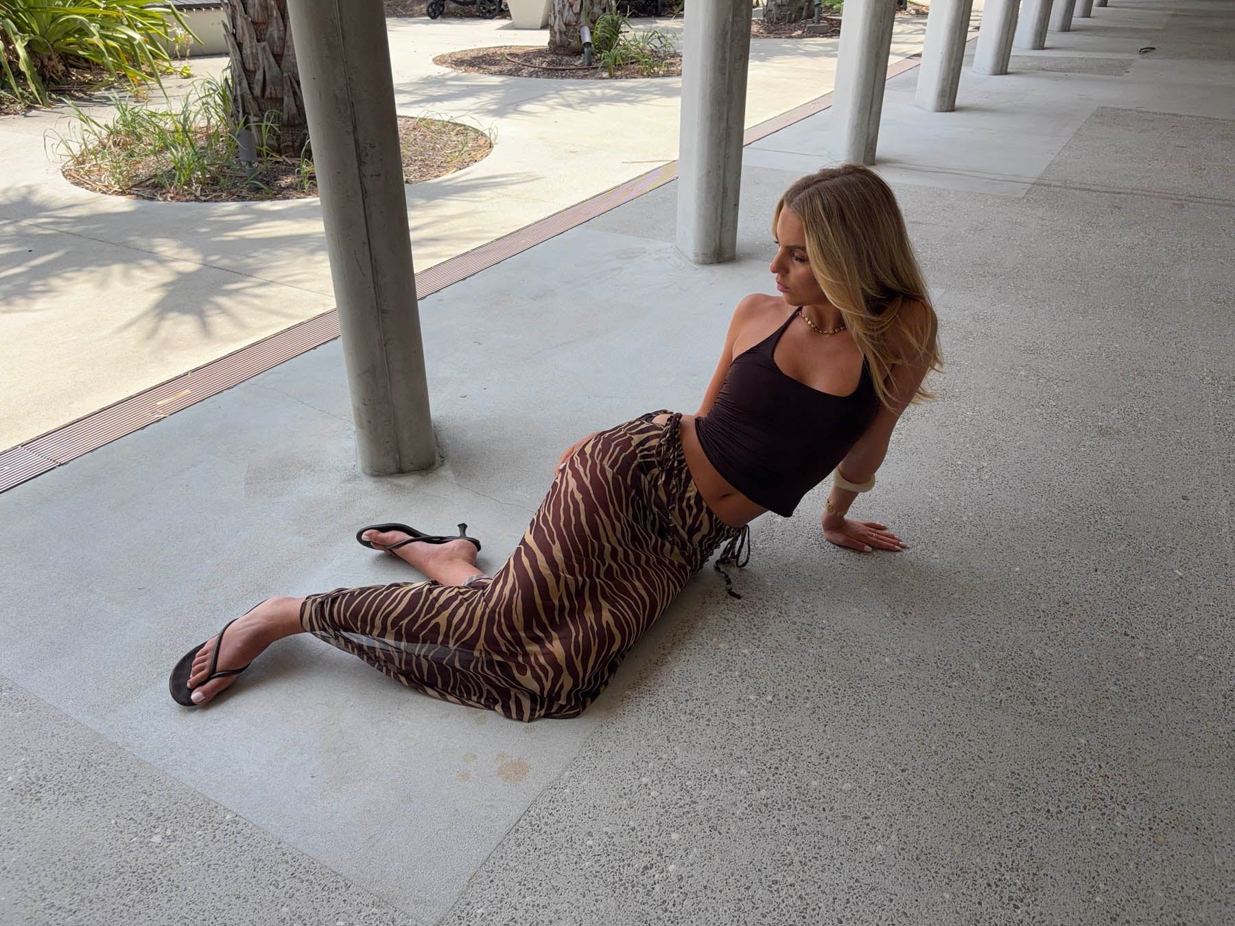 Azelma skirt in mesh with zebra print - Brown/beige 17 Azelma skirt in mesh with zebra print - Brown/beige