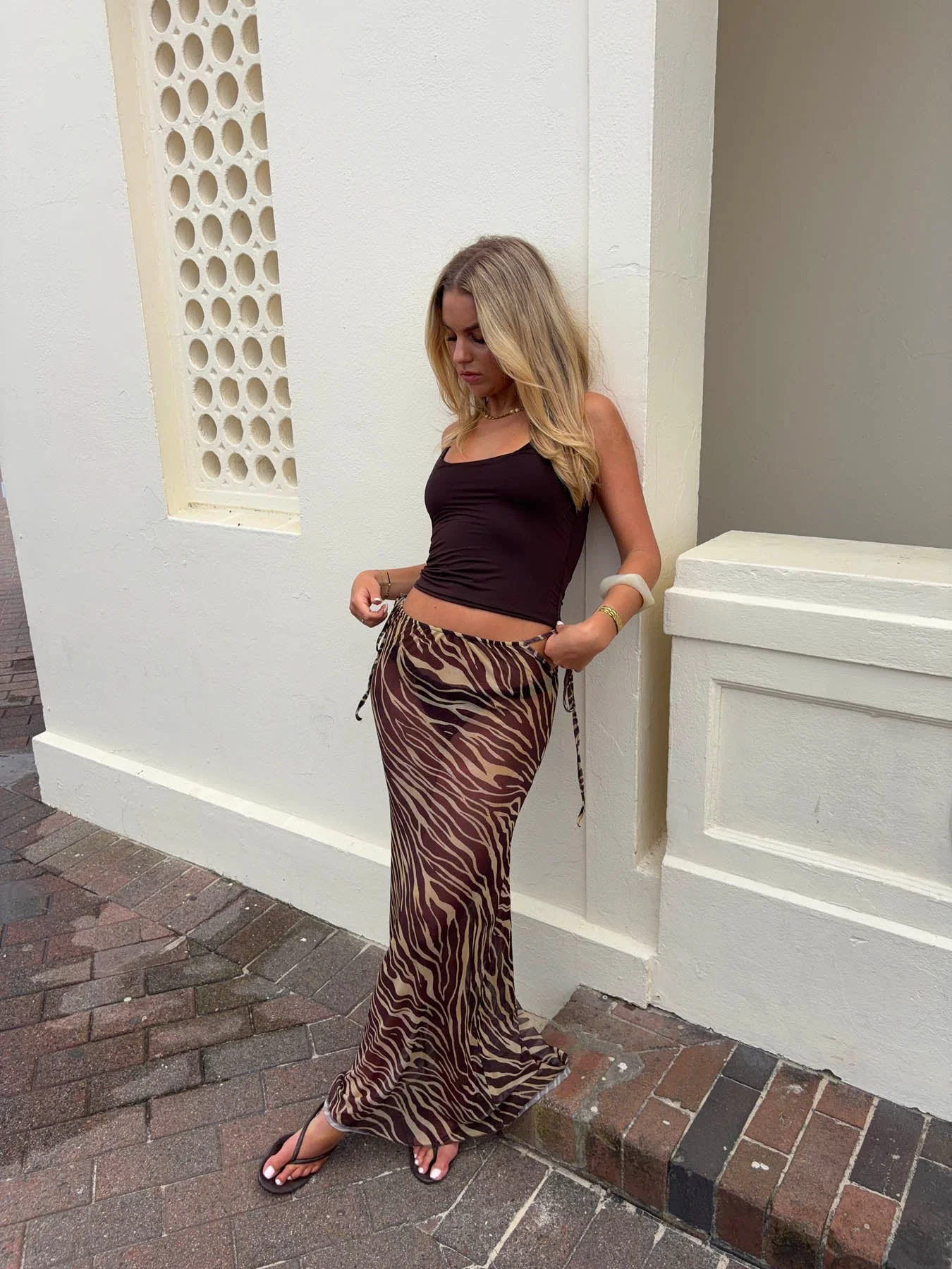 Azelma skirt in mesh with zebra print - Brown/beige 3 Azelma skirt in mesh with zebra print - Brown/beige