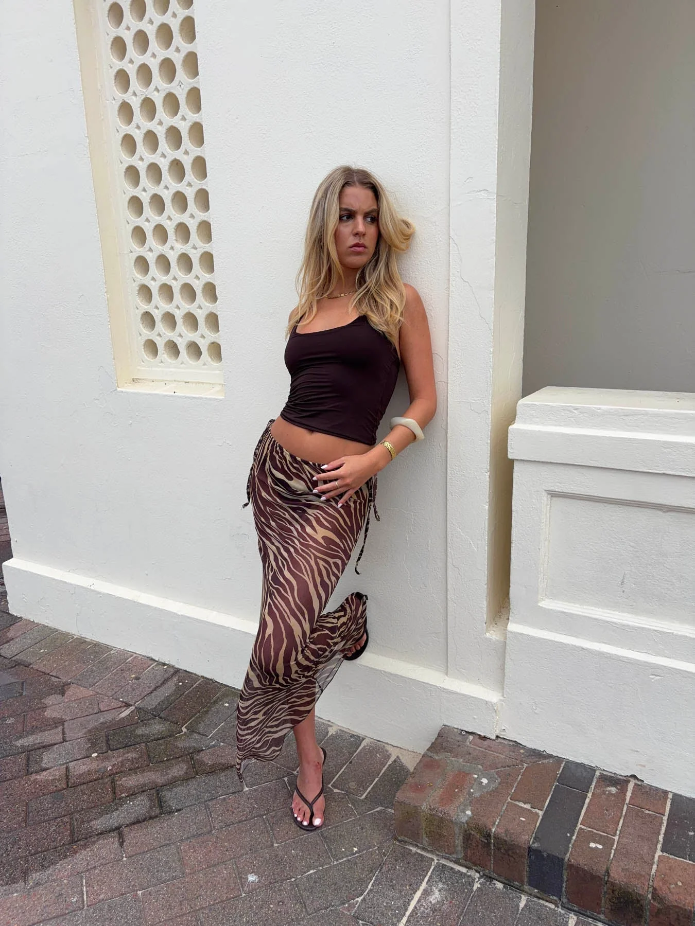 Azelma skirt in mesh with zebra print - Brown/beige 7 Azelma skirt in mesh with zebra print - Brown/beige