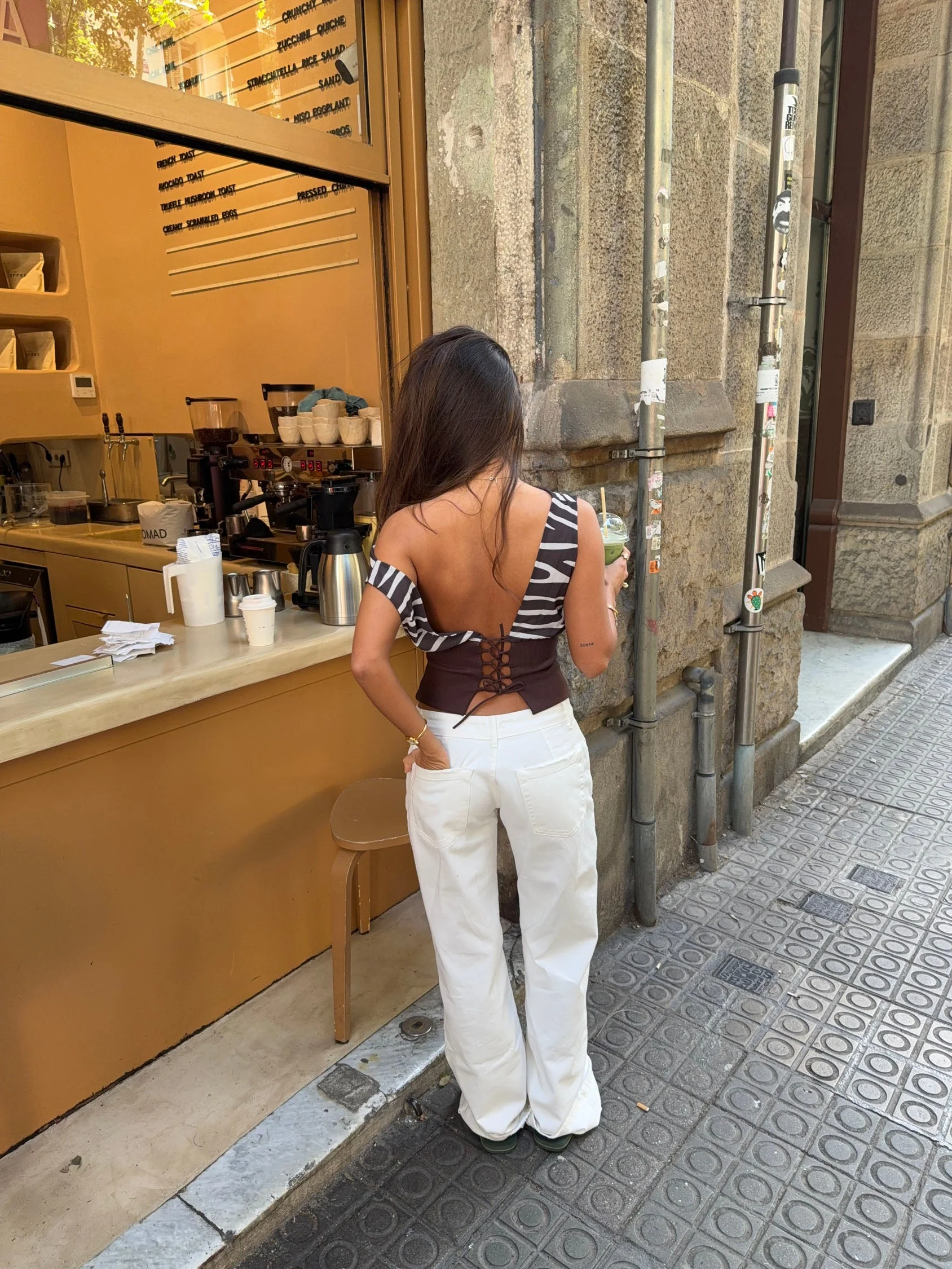 Kimmie top with zebra print - Brown/white 3 Kimmie top with zebra print - Brown/white