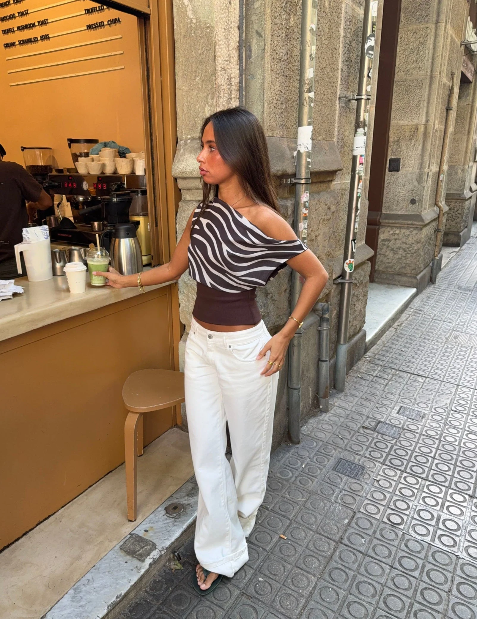 Kimmie top with zebra print - Brown/white 9 Kimmie top with zebra print - Brown/white