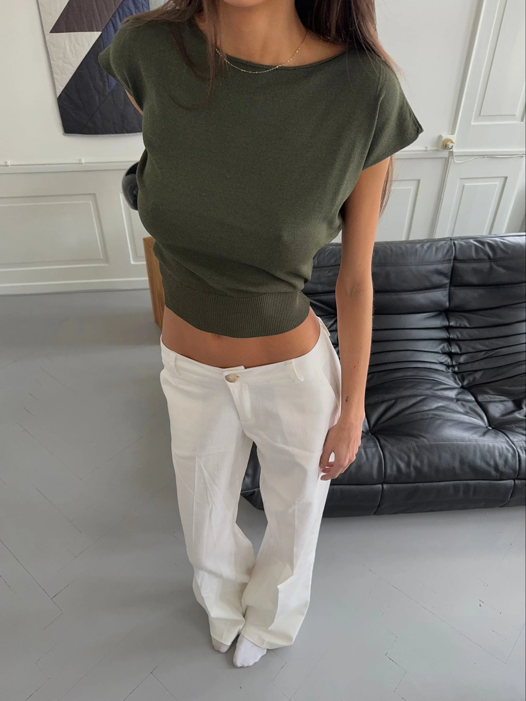 Lilu form fitting top - Khaki green 3 Lilu form fitting top - Khaki green