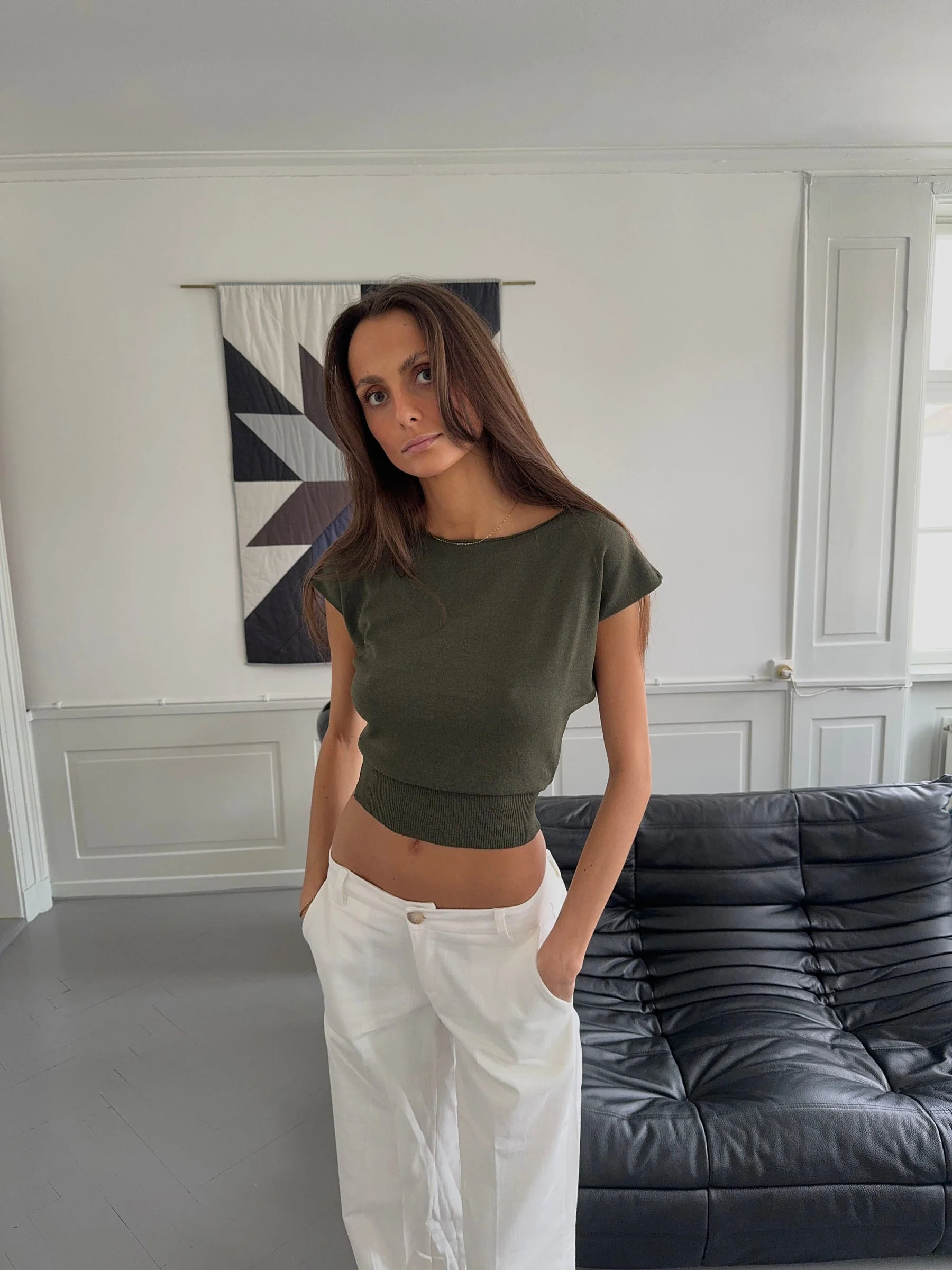 Lilu form fitting top - Khaki green 6 Lilu form fitting top - Khaki green