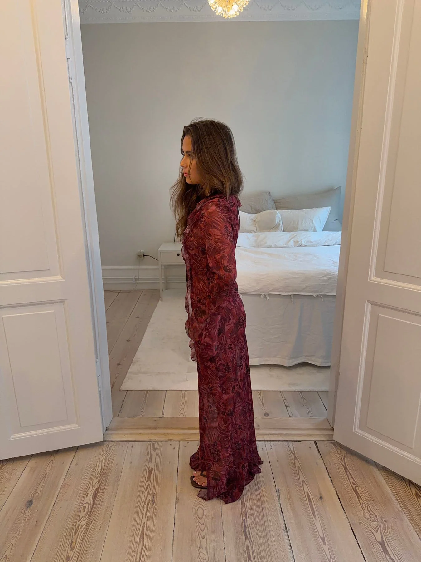 Amy maxi dress with flower pattern - Purple/winered 3 Amy maxi dress with flower pattern - Purple/winered
