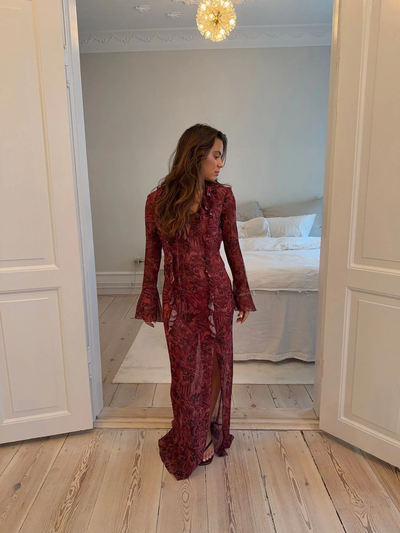 Amy maxi dress with flower pattern - Purple/winered 5 Amy maxi dress with flower pattern - Purple/winered