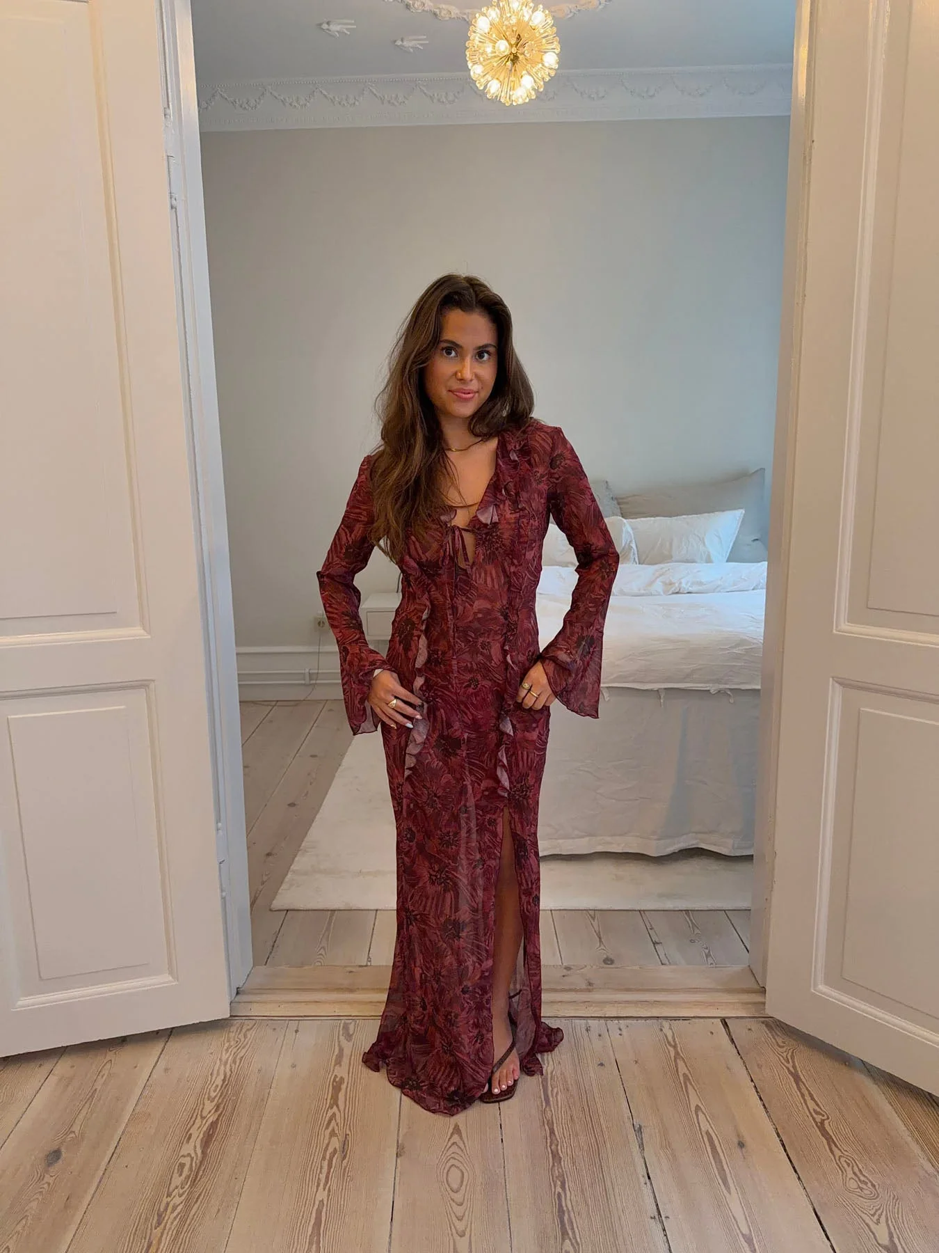 Amy maxi dress with flower pattern - Purple/winered 6 Amy maxi dress with flower pattern - Purple/winered