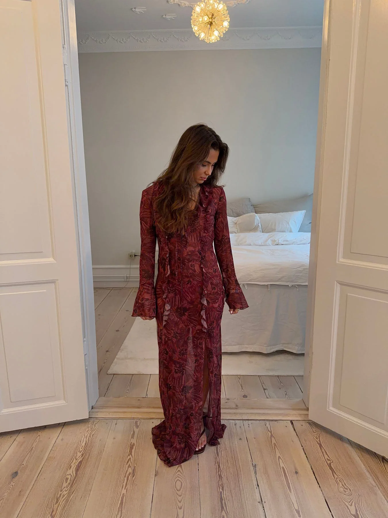 Amy maxi dress with flower pattern - Purple/winered 7 Amy maxi dress with flower pattern - Purple/winered