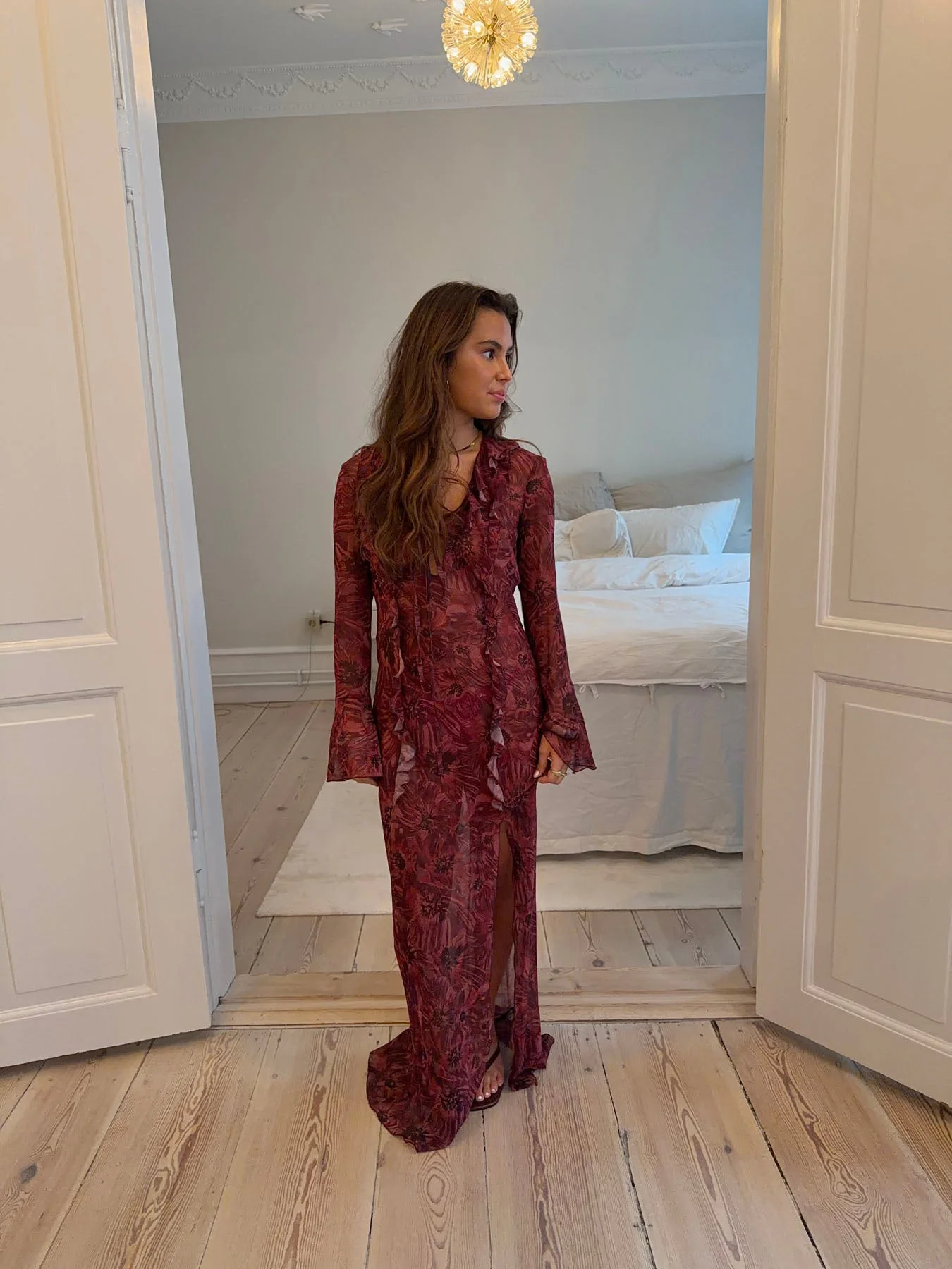 Amy maxi dress with flower pattern - Purple/winered 8 Amy maxi dress with flower pattern - Purple/winered