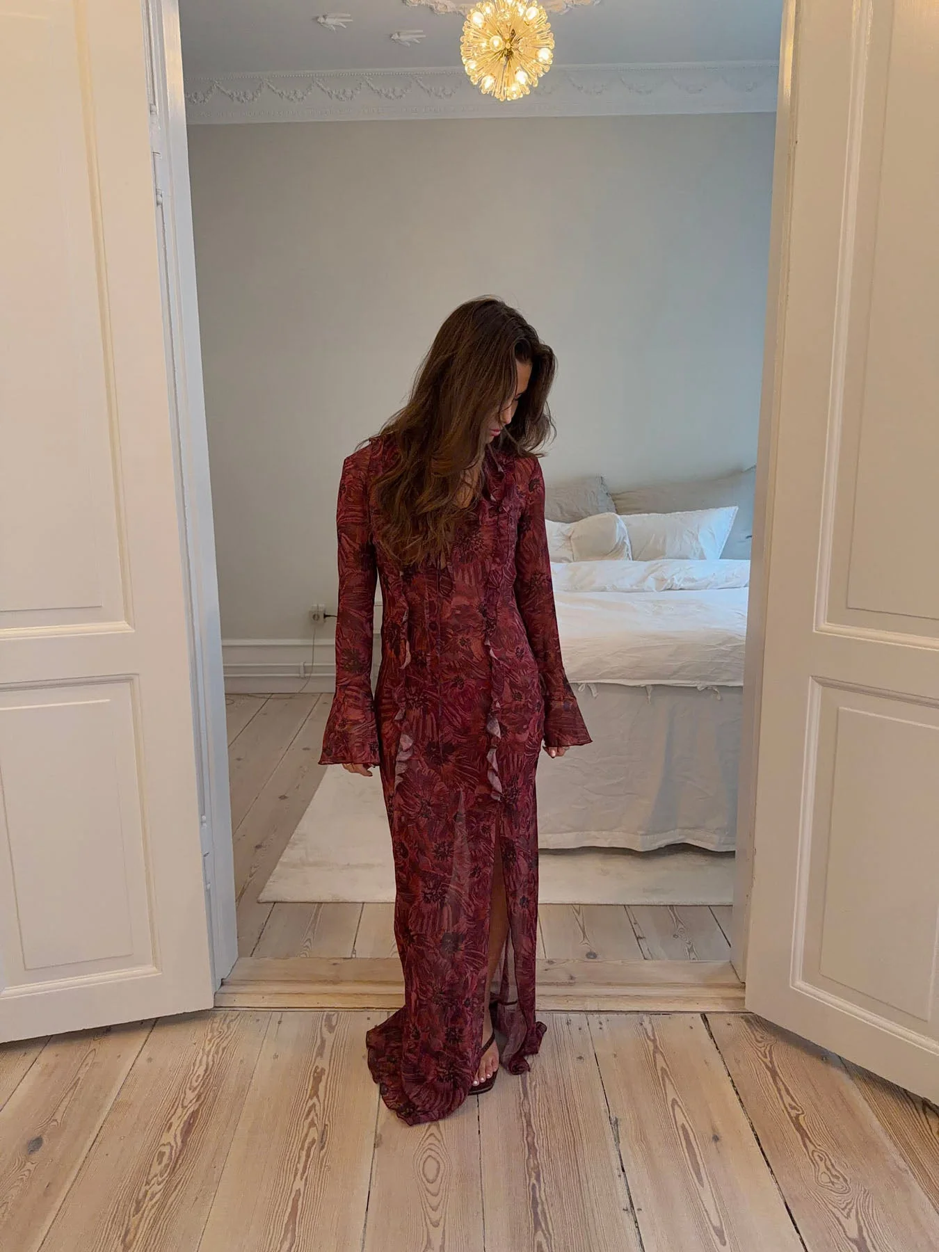 Amy maxi dress with flower pattern - Purple/winered 9 Amy maxi dress with flower pattern - Purple/winered