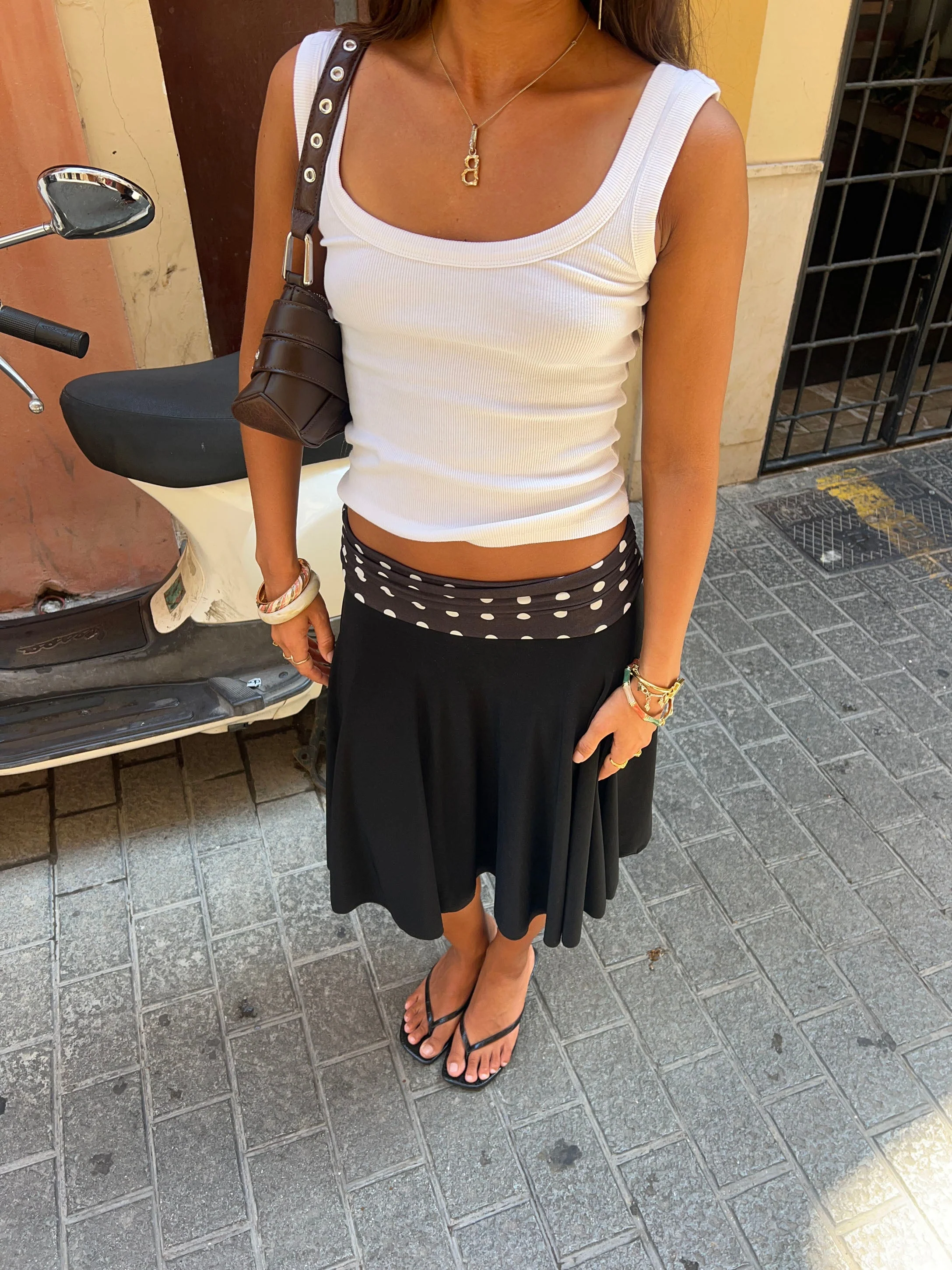 Simone midi skirt with polka dots - Black/white 2 Simone midi skirt with polka dots - Black/white