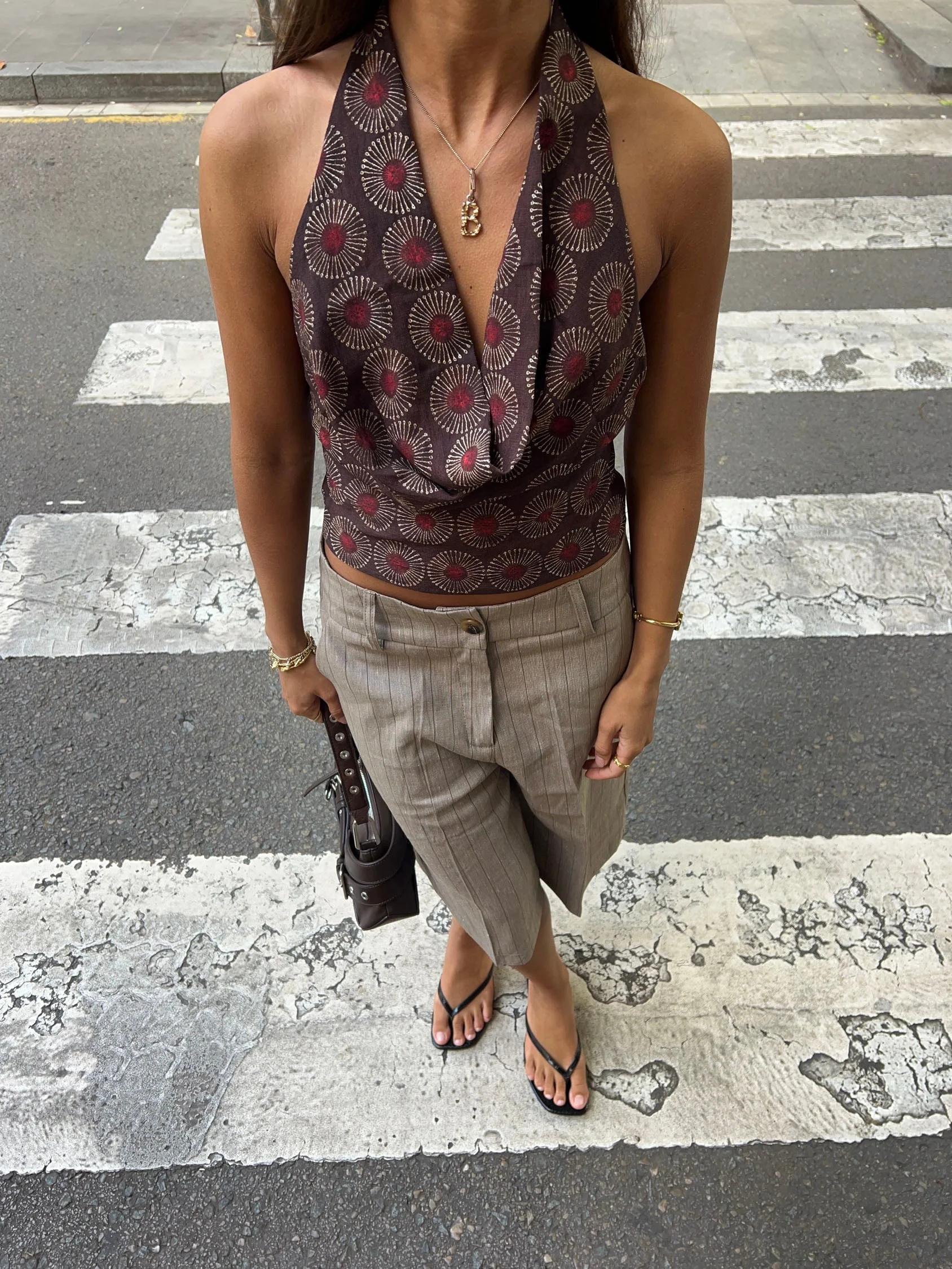 Martine top with pattern - Brown/red 3 Martine top with pattern - Brown/red