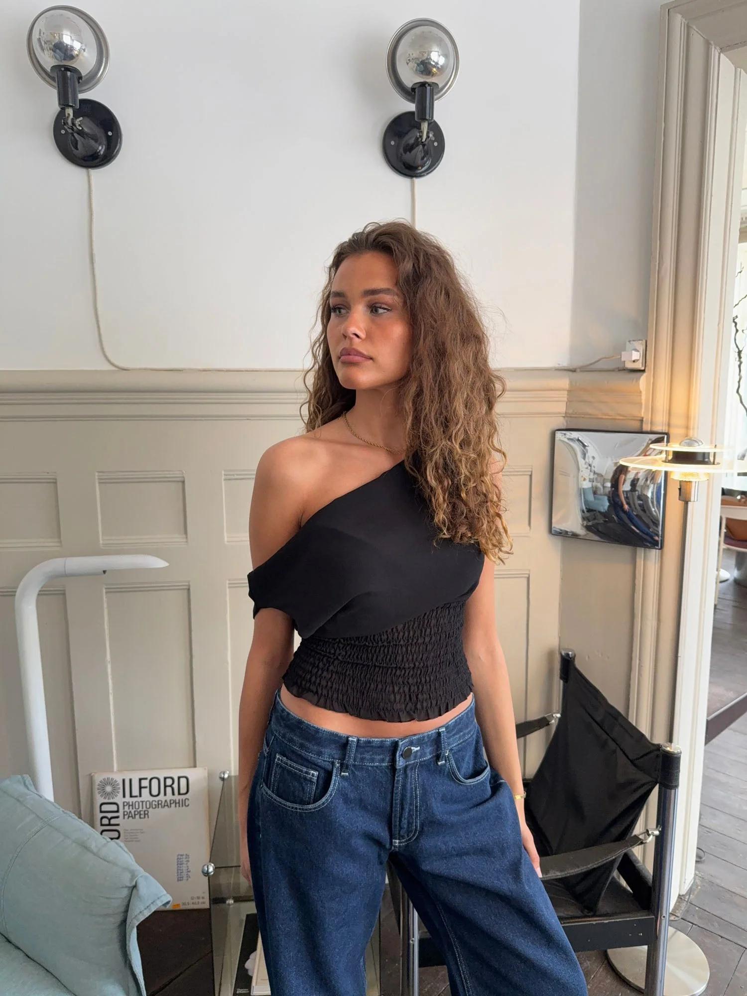 Tanua one shoulder top with smock - Black 7 Tanua one shoulder top with smock - Black