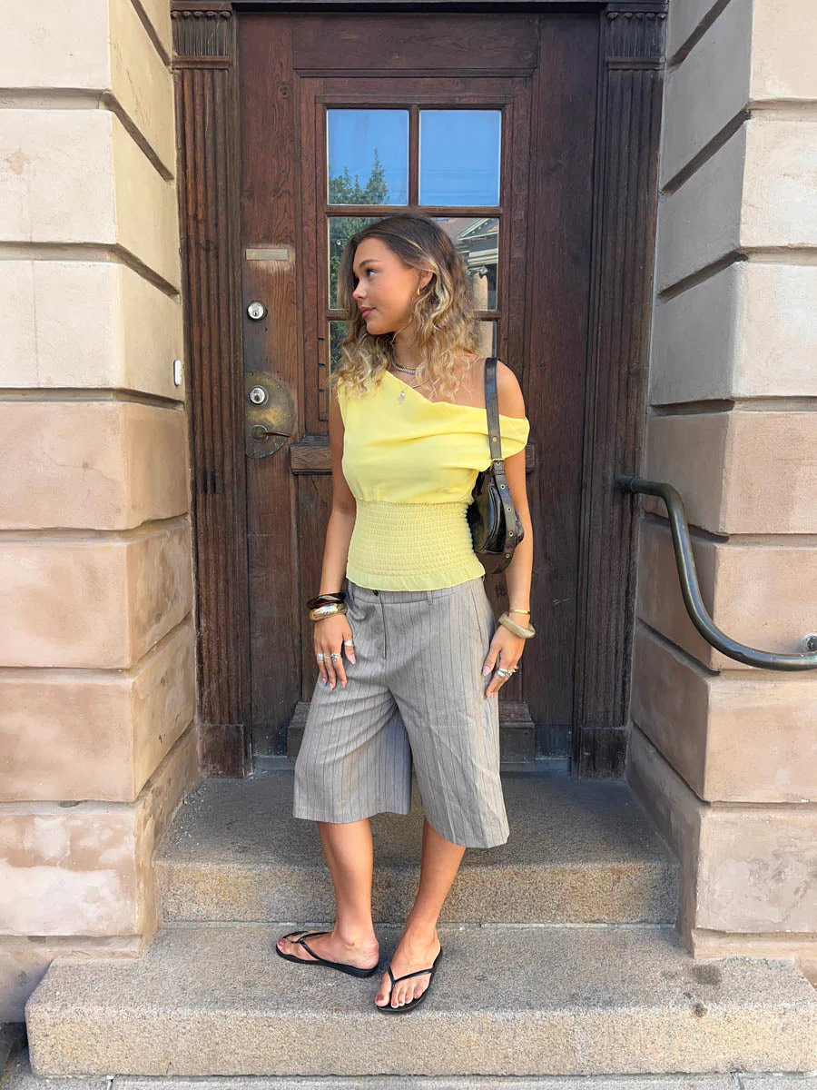 Tanua one shoulder top with smock – Yellow 4 Tanua one shoulder top with smock – Yellow