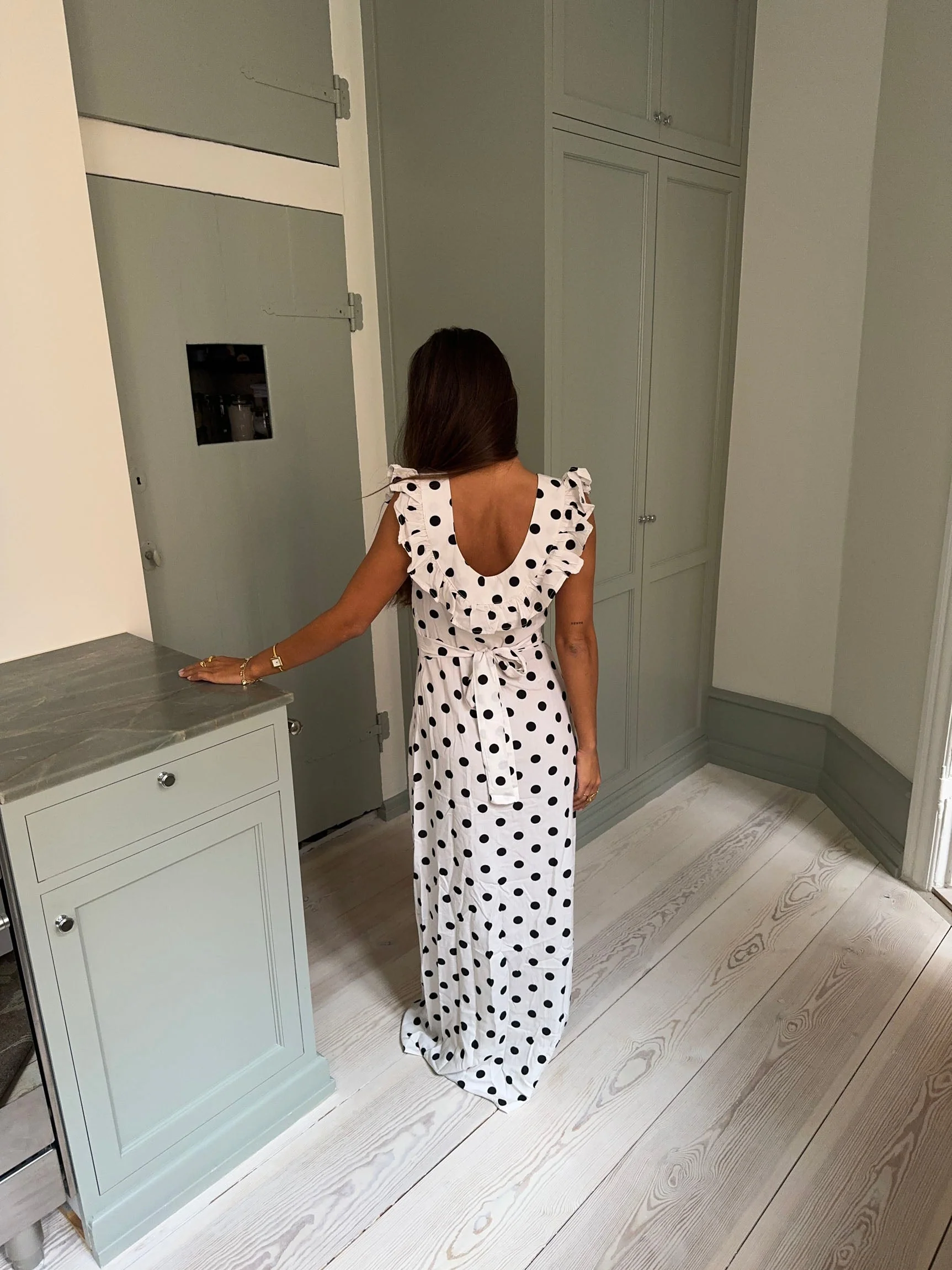 Luna dress with polka dots - Off White/black 3 Luna dress with polka dots - Off White/black