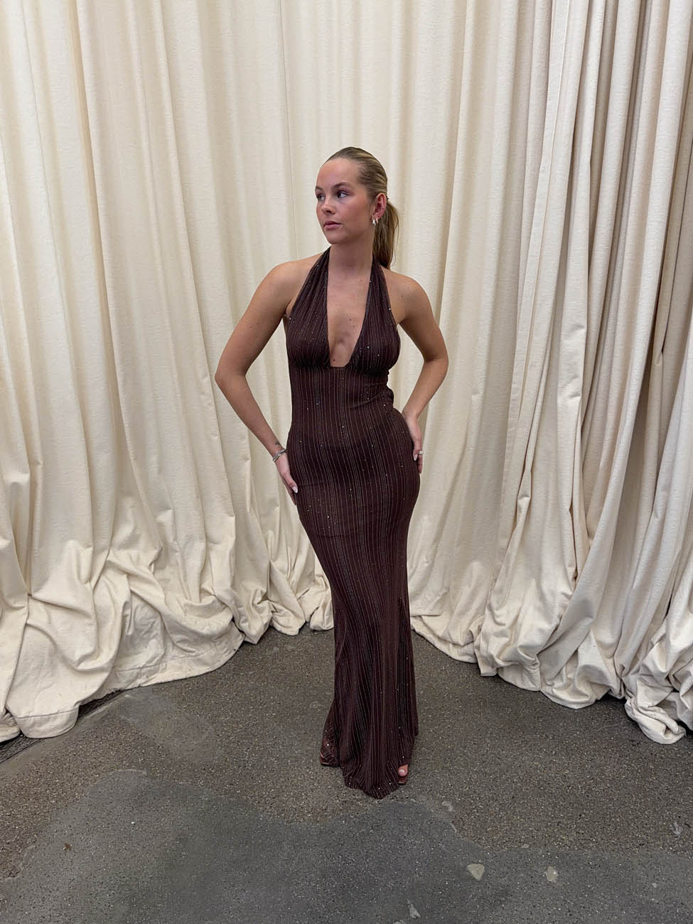 Sotina dress with glitter - Brown 10 Sotina dress with glitter - Brown