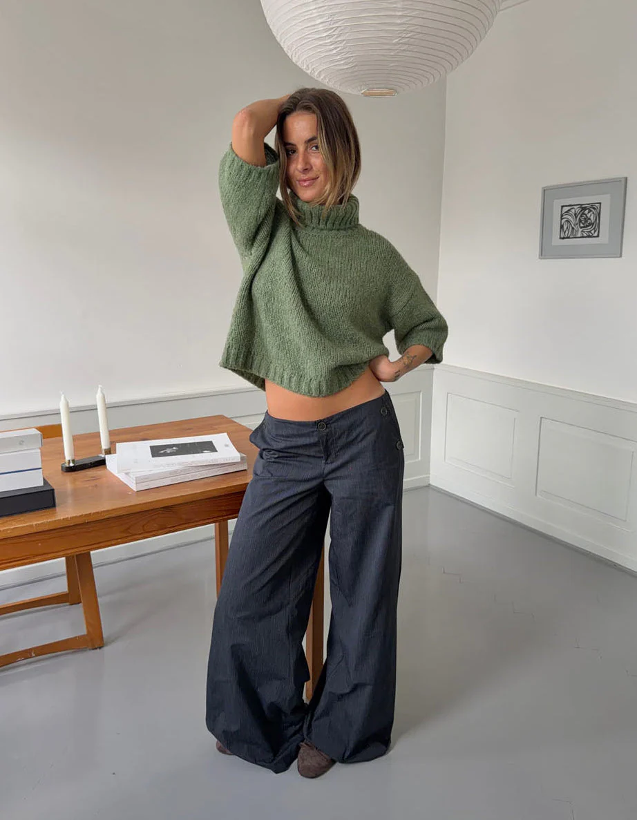 Maluna pants with pinstripes - Navy/white