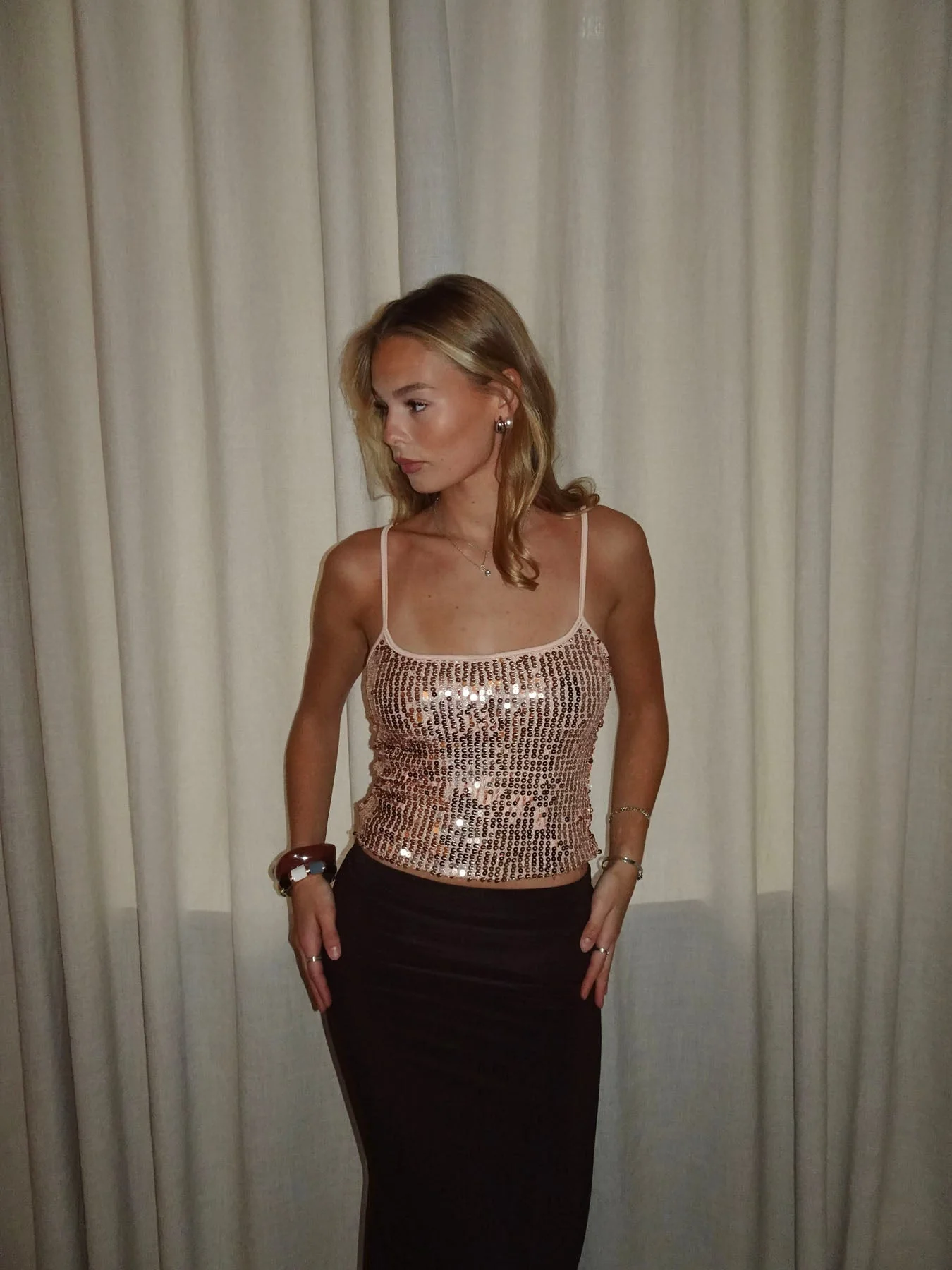 Tine top with sequins - Rosa/gold 1 Tine top with sequins - Rosa/gold