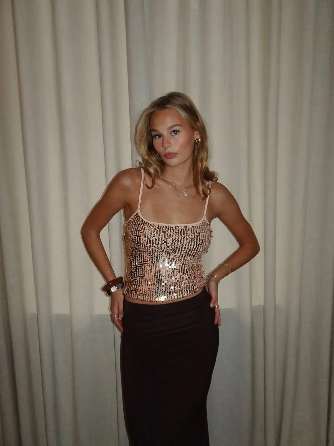 Tine top with sequins - Rosa/gold 6 Tine top with sequins - Rosa/gold