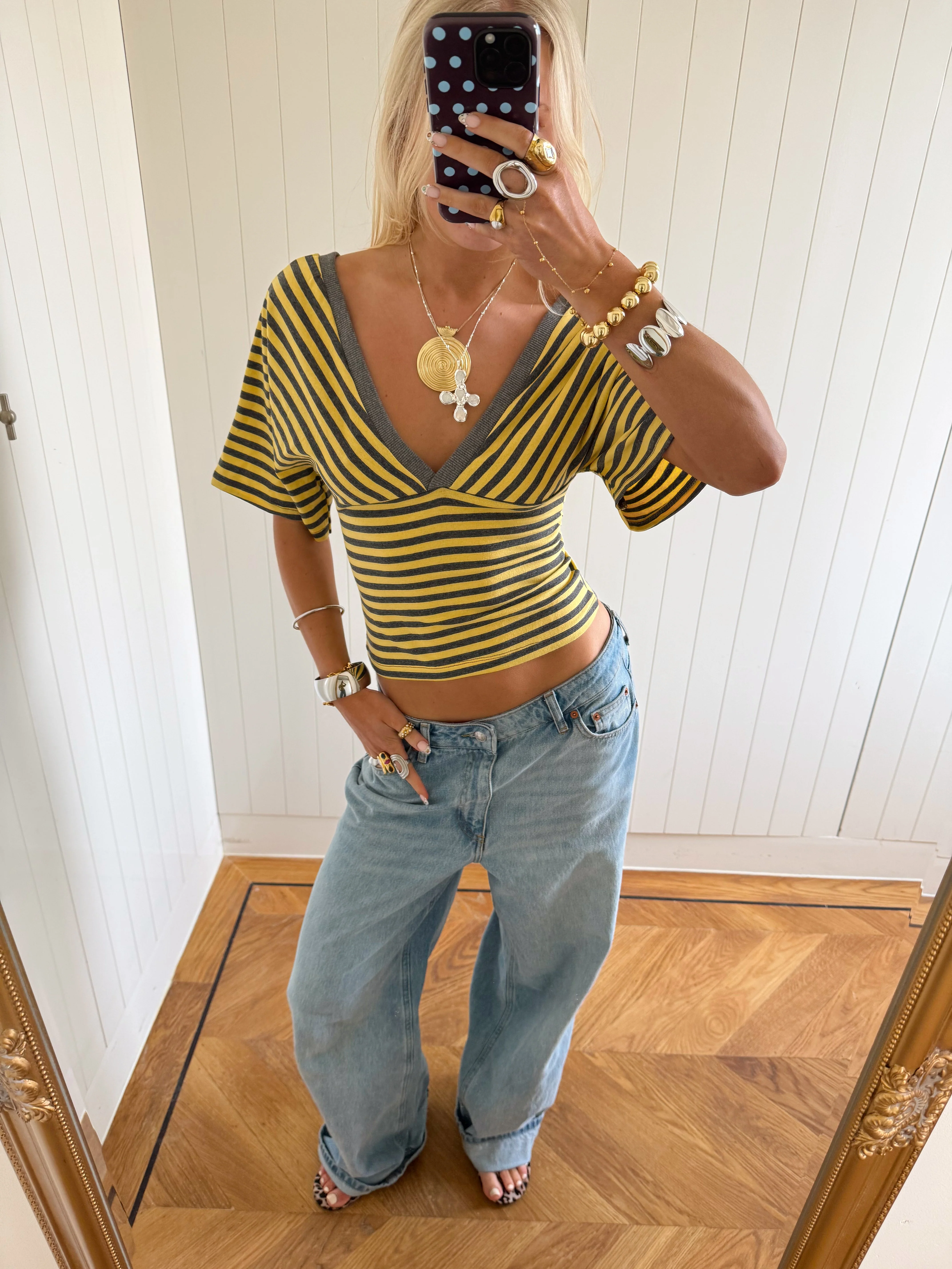 Scandivv blouse with stripes - Grey/yellow 10 Scandivv blouse with stripes - Grey/yellow