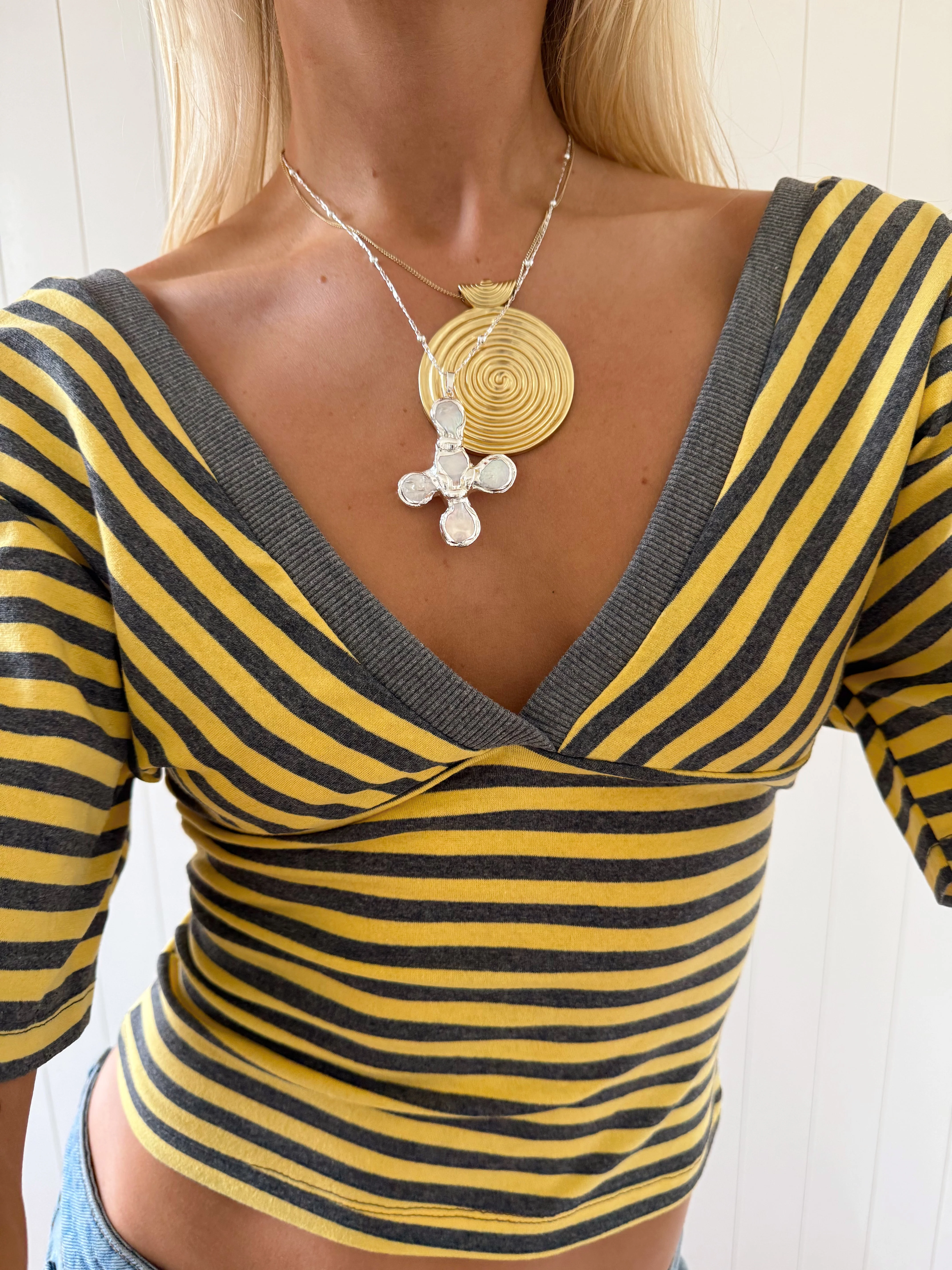 Scandivv blouse with stripes - Grey/yellow 6 Scandivv blouse with stripes - Grey/yellow