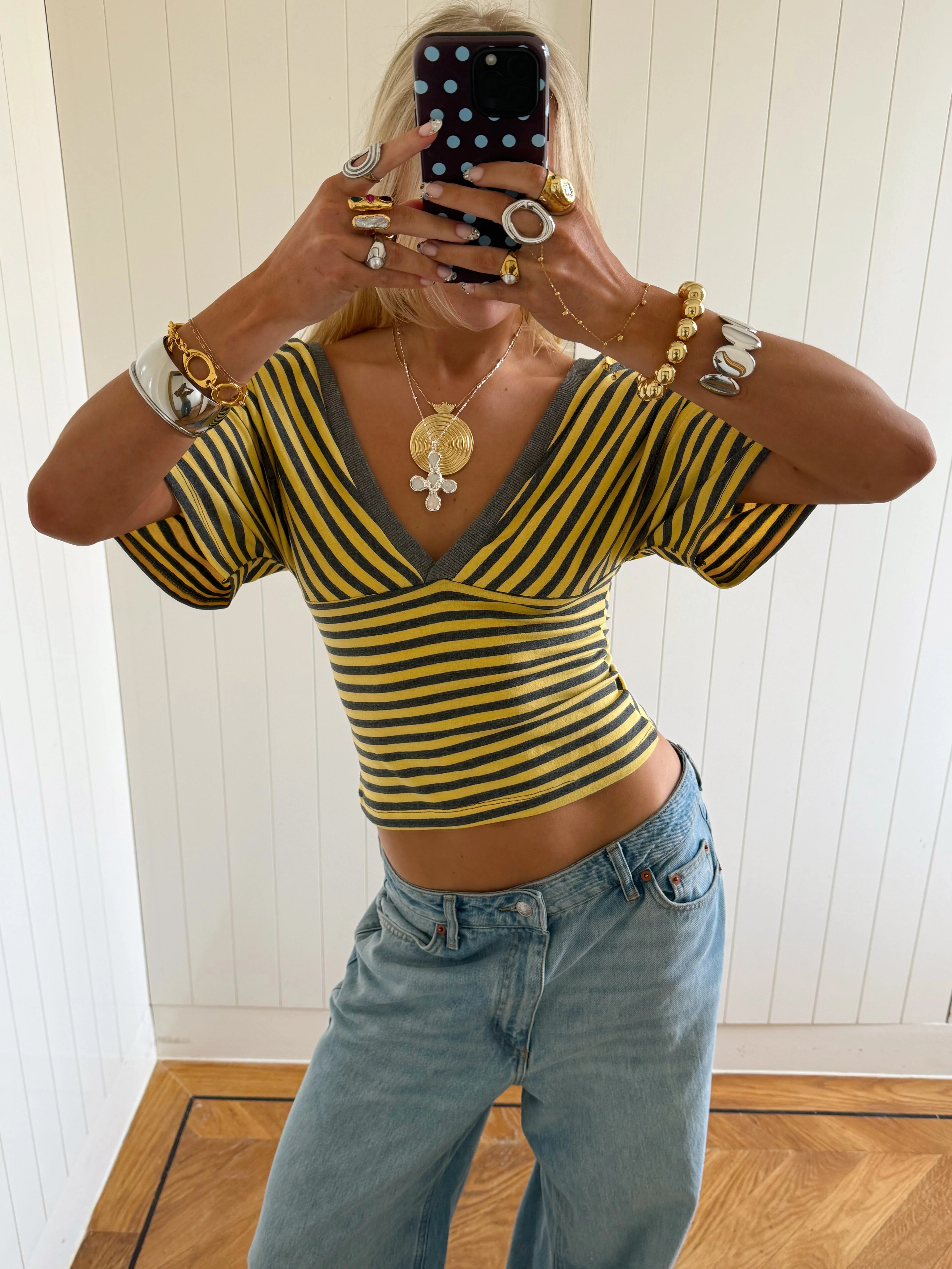 Scandivv blouse with stripes - Grey/yellow 8 Scandivv blouse with stripes - Grey/yellow