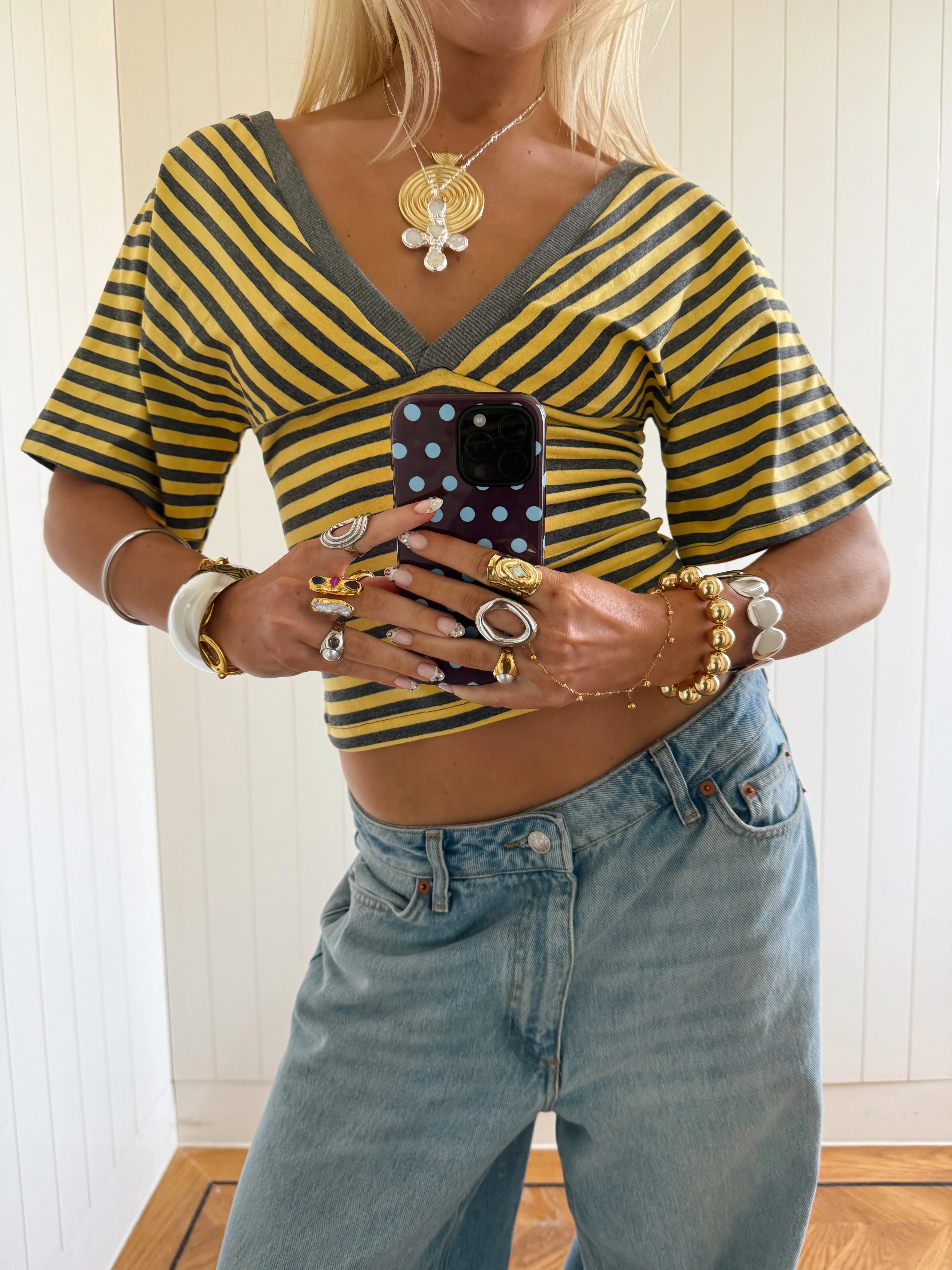 Scandivv blouse with stripes - Grey/yellow 9 Scandivv blouse with stripes - Grey/yellow