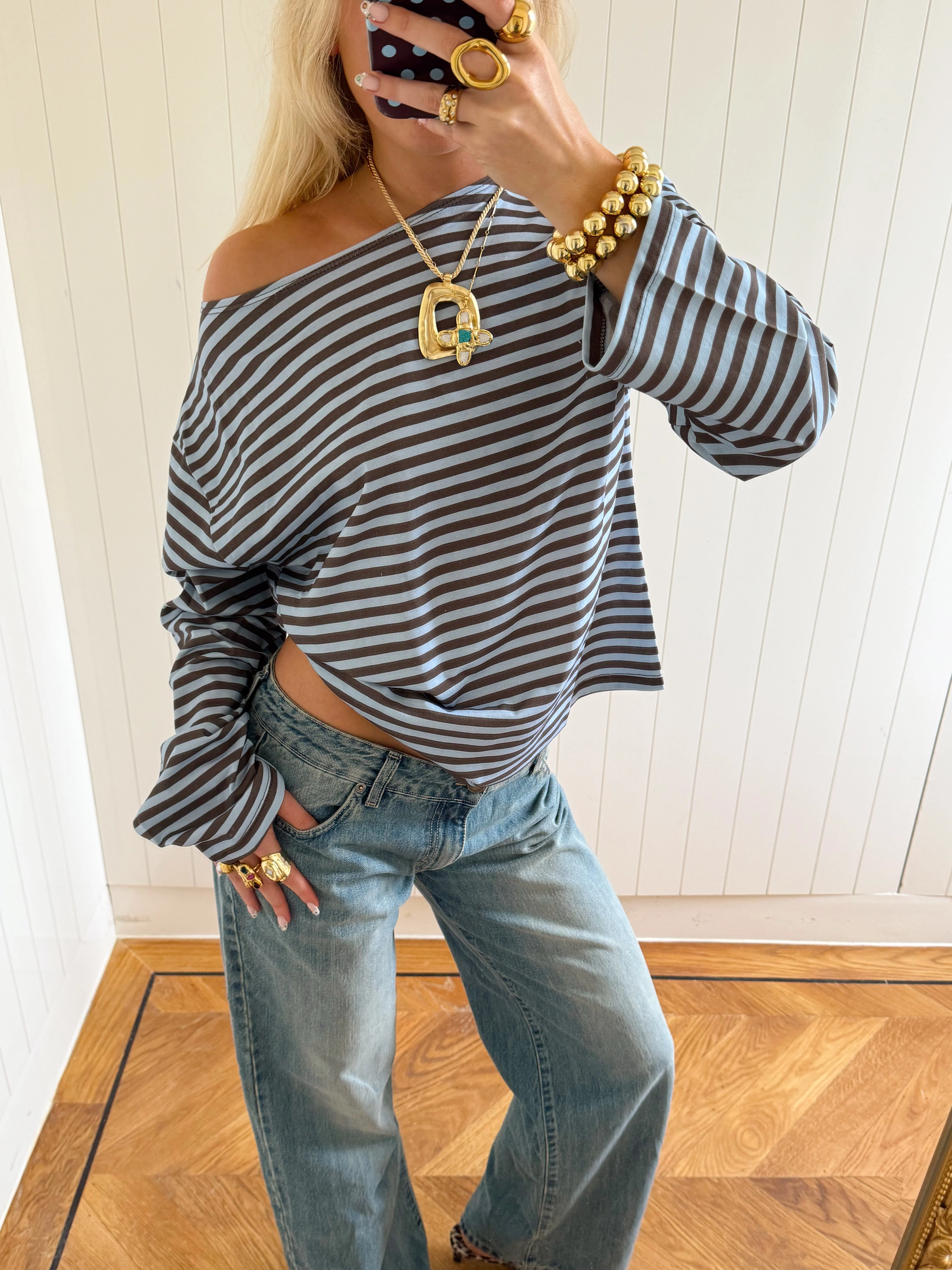 Scandivv blouse with stripes - Blue/brown 4 Scandivv blouse with stripes - Blue/brown
