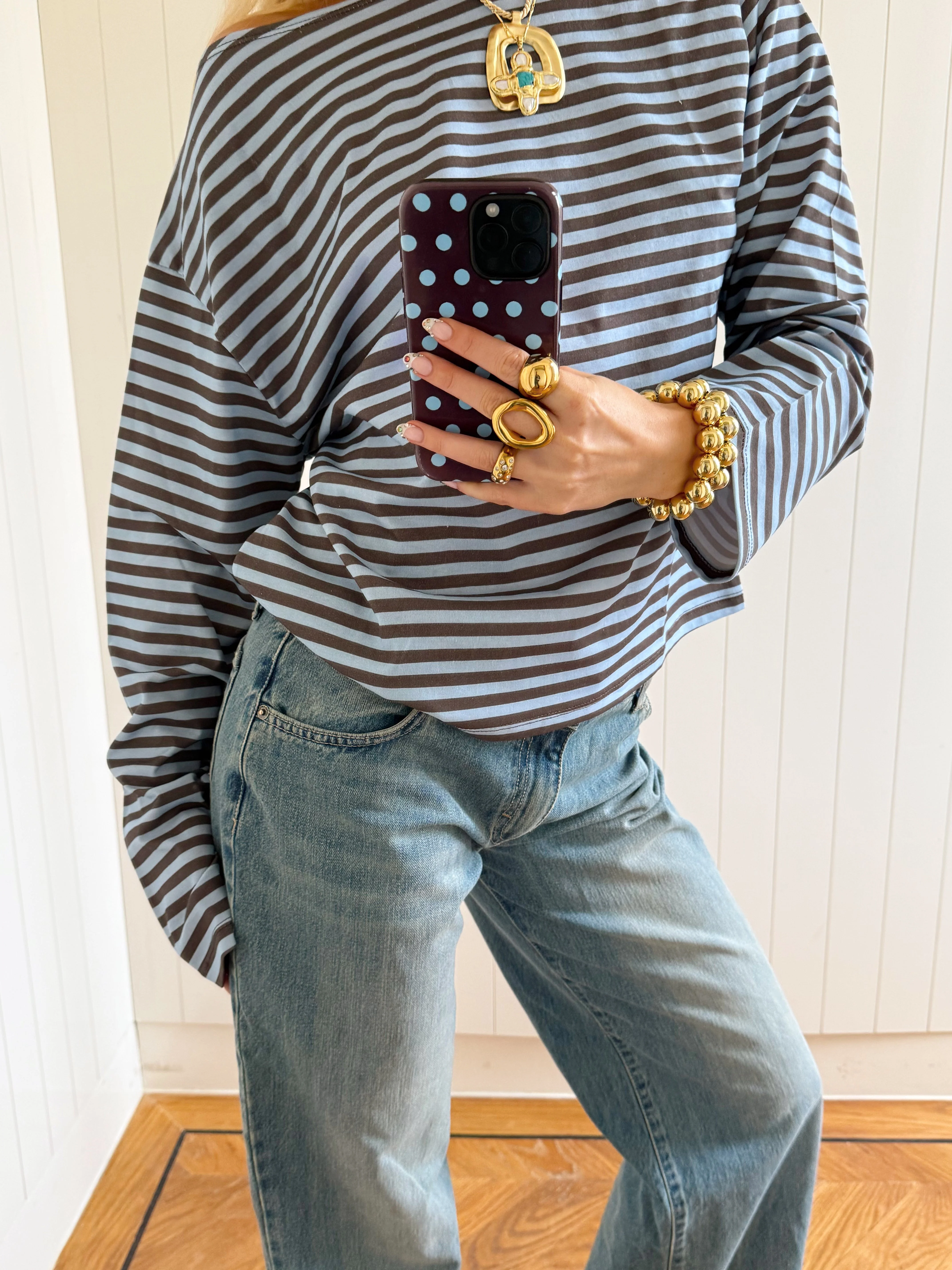 Scandivv blouse with stripes - Blue/brown 6 Scandivv blouse with stripes - Blue/brown