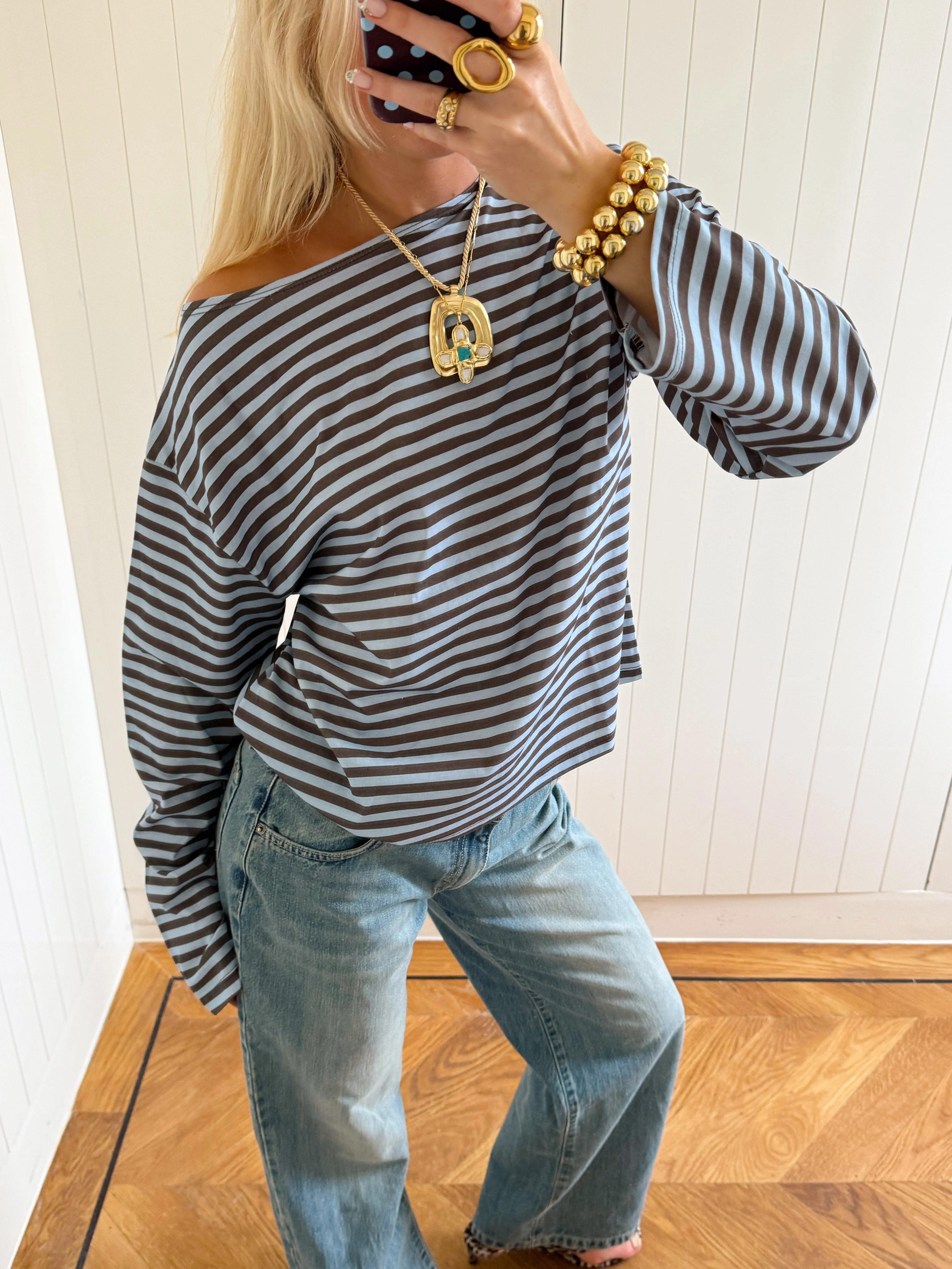 Scandivv blouse with stripes - Blue/brown 7 Scandivv blouse with stripes - Blue/brown