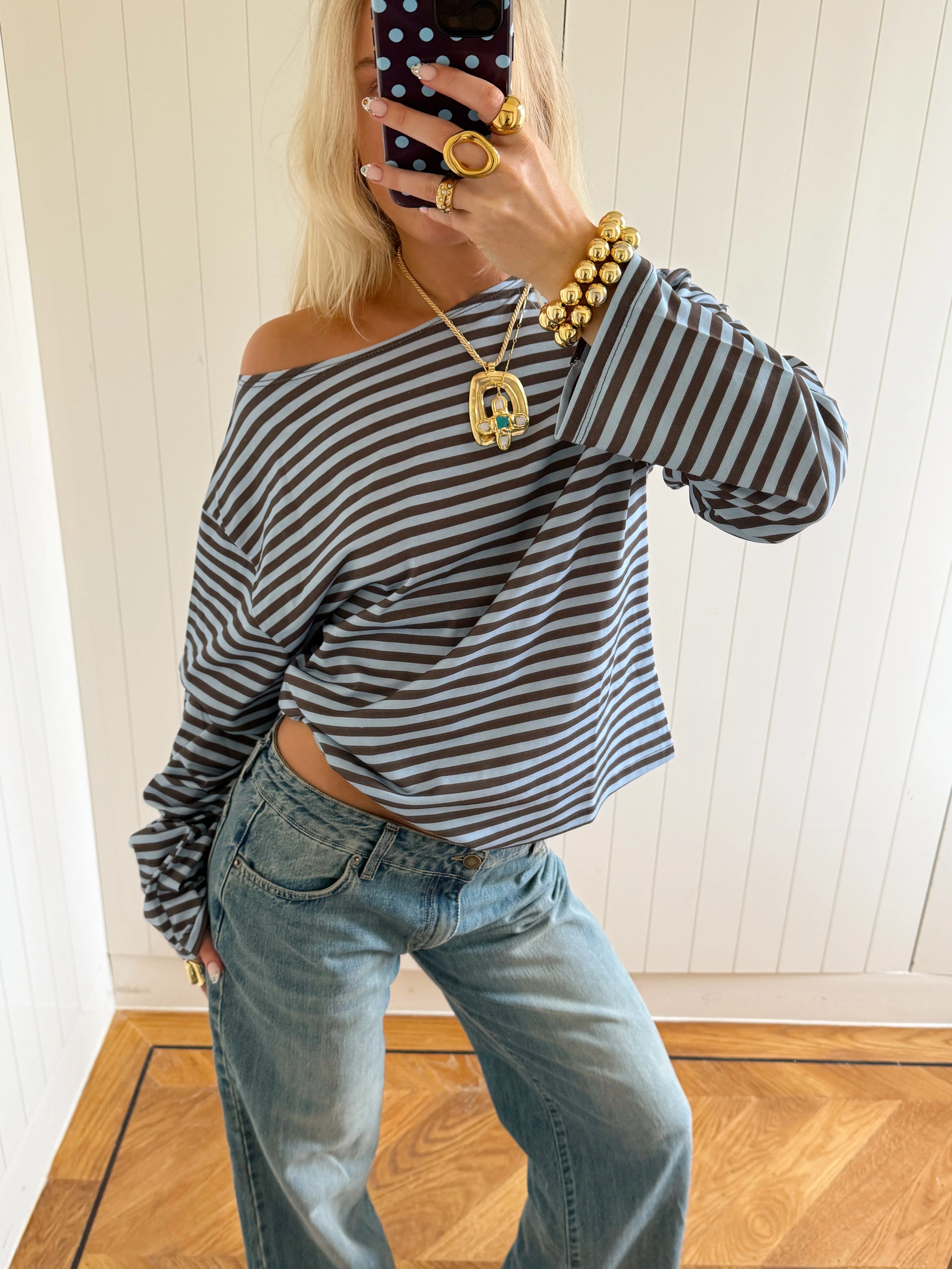 Scandivv blouse with stripes - Blue/brown 9 Scandivv blouse with stripes - Blue/brown