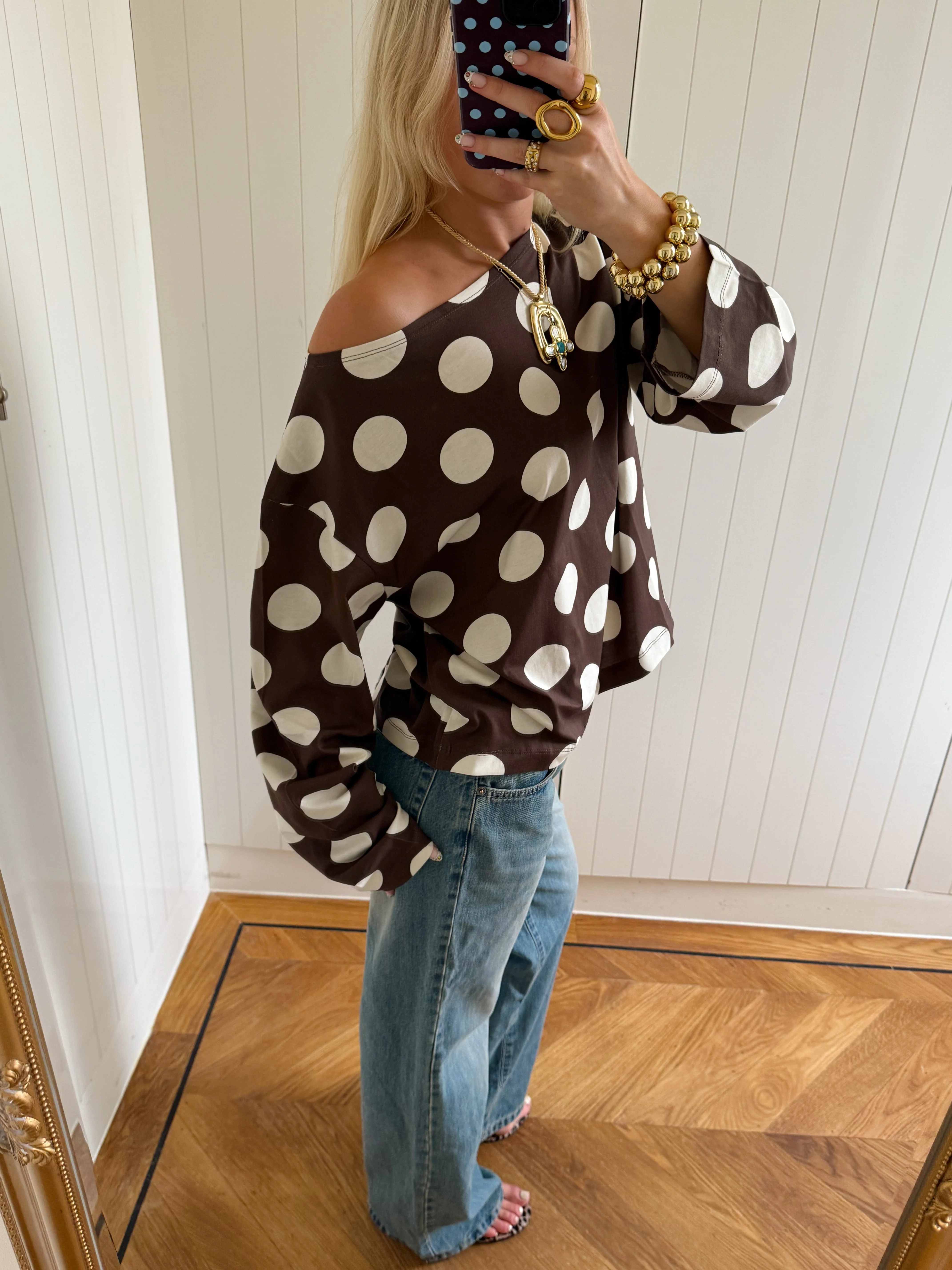 Scandivv blouse with polka dots - Brown/off white 10 Scandivv blouse with polka dots - Brown/off white