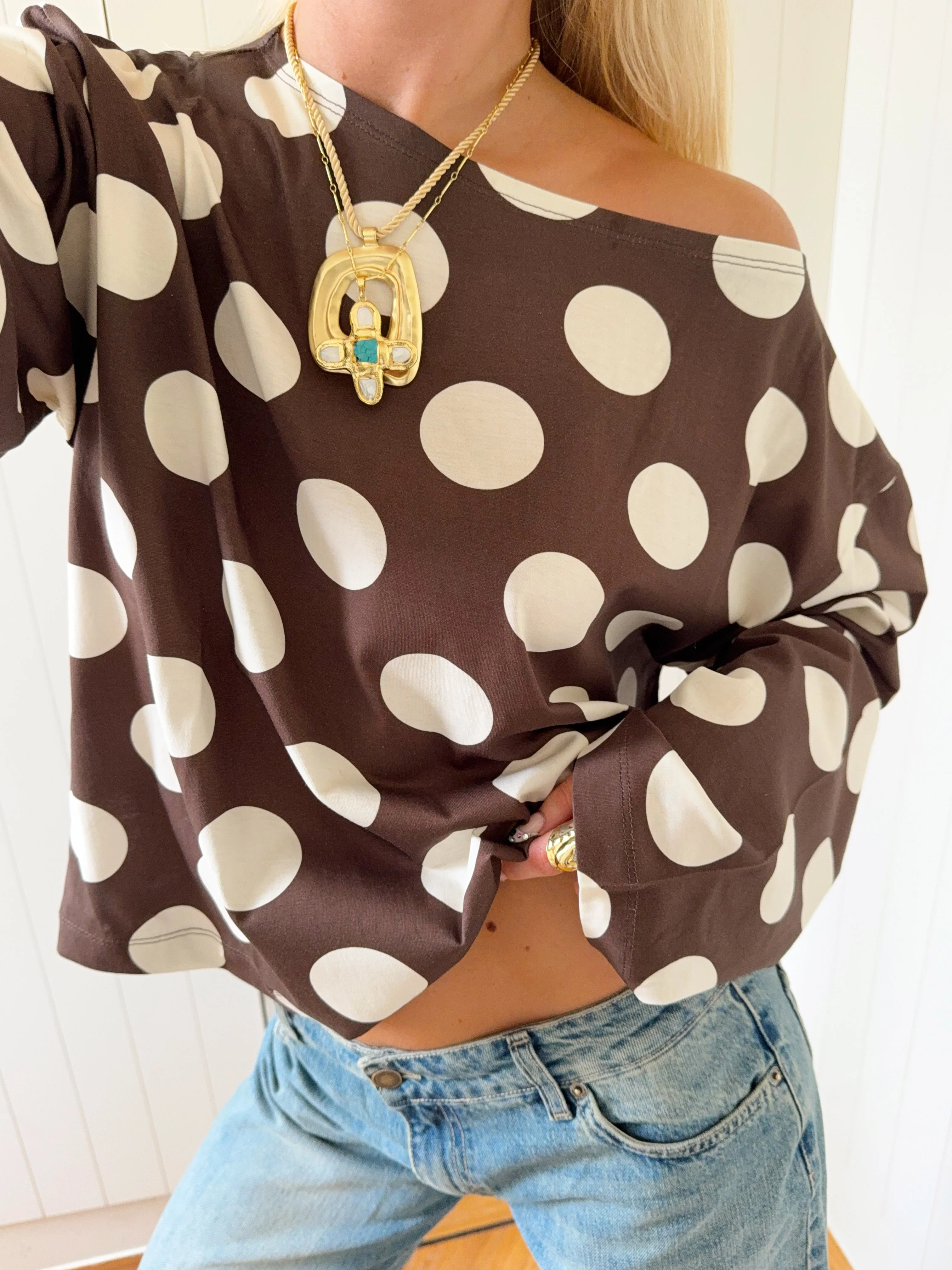 Scandivv blouse with polka dots - Brown/off white 12 Scandivv blouse with polka dots - Brown/off white