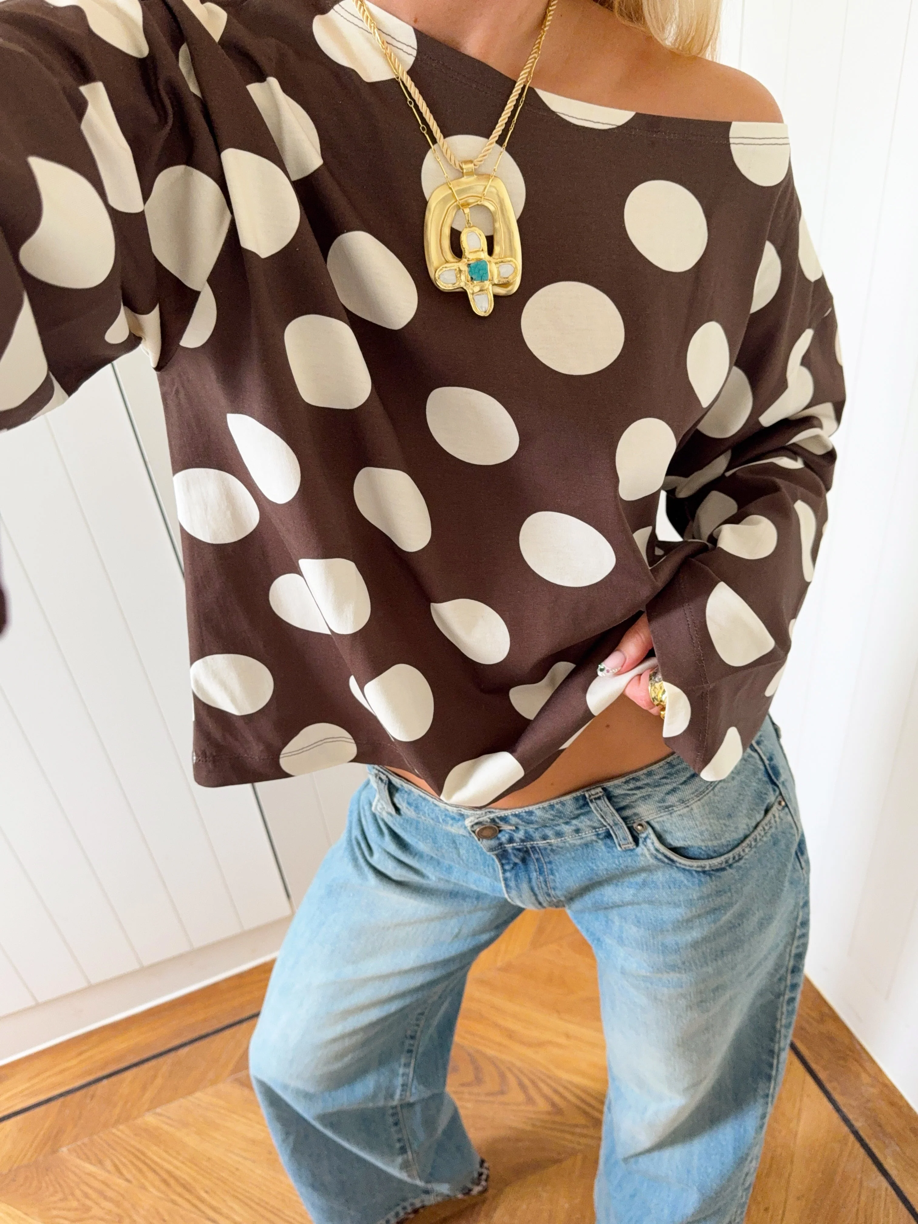 Scandivv blouse with polka dots - Brown/off white 3 Scandivv blouse with polka dots - Brown/off white