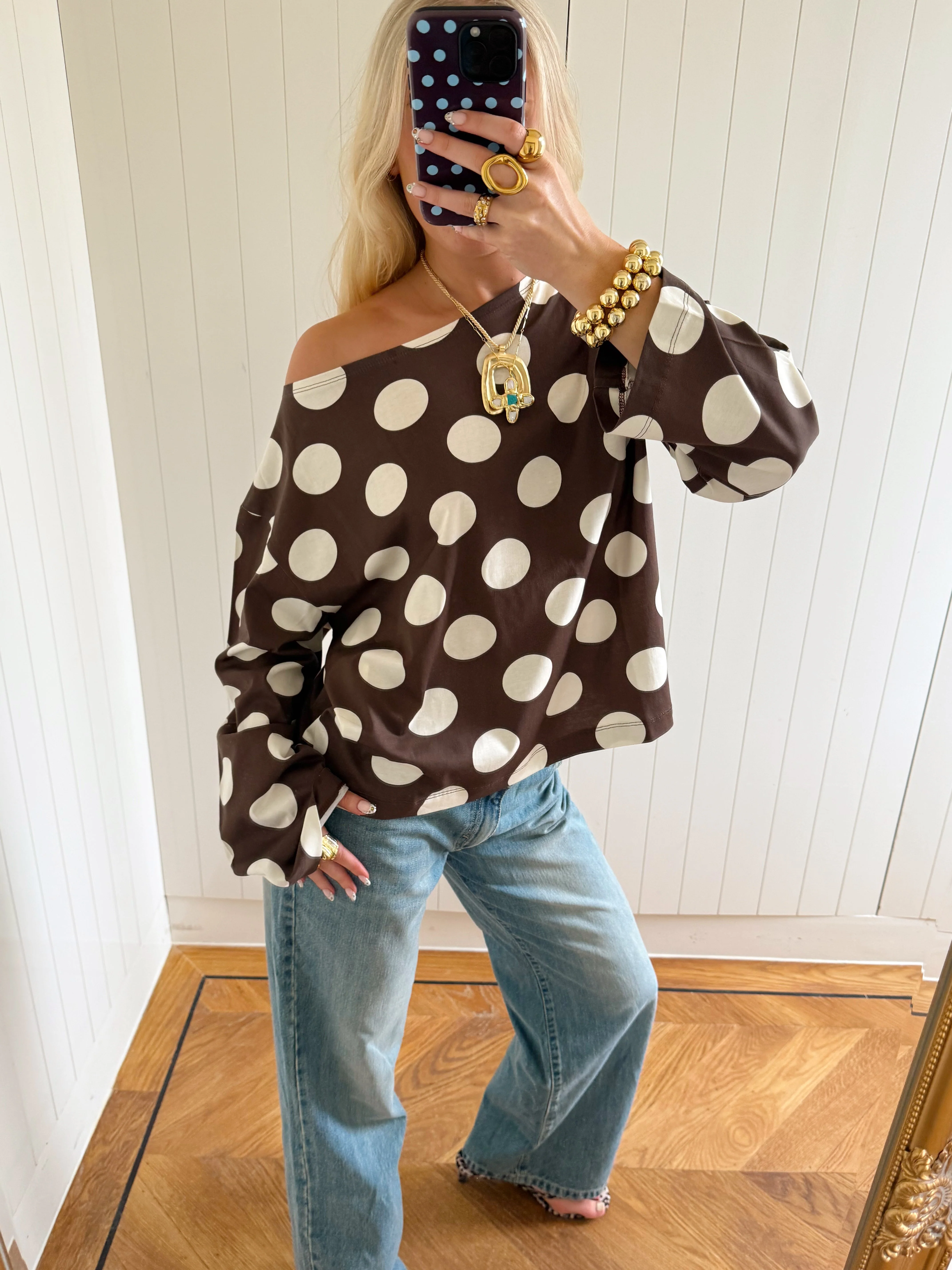 Scandivv blouse with polka dots - Brown/off white 4 Scandivv blouse with polka dots - Brown/off white