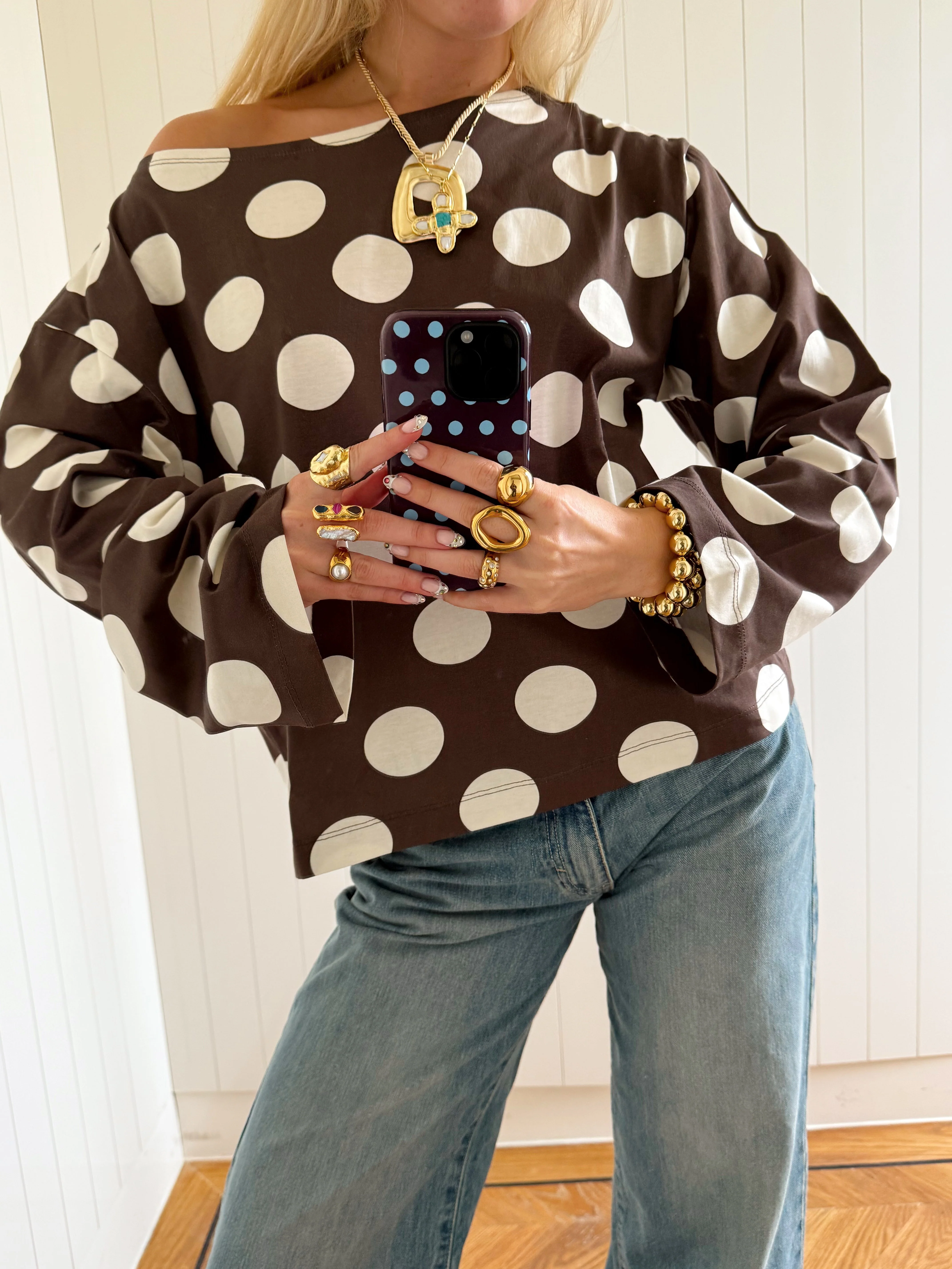 Scandivv blouse with polka dots - Brown/off white 8 Scandivv blouse with polka dots - Brown/off white