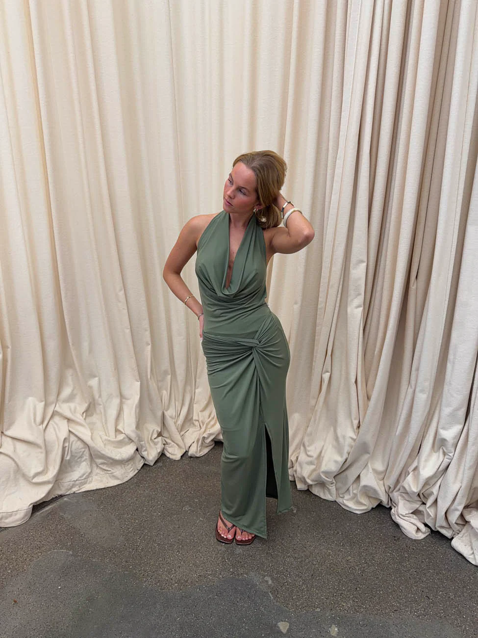 Annlise maxi dress with tie detail - Sage green 10 Annlise maxi dress with tie detail - Sage green