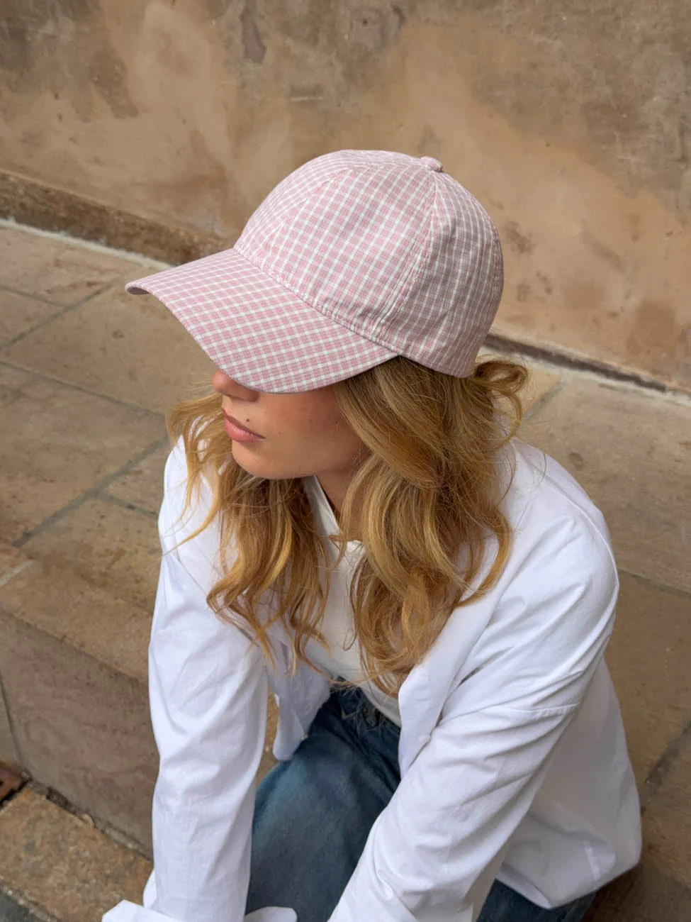 Feline cap with checkers - Light pink/white 6 Feline cap with checkers - Light pink/white