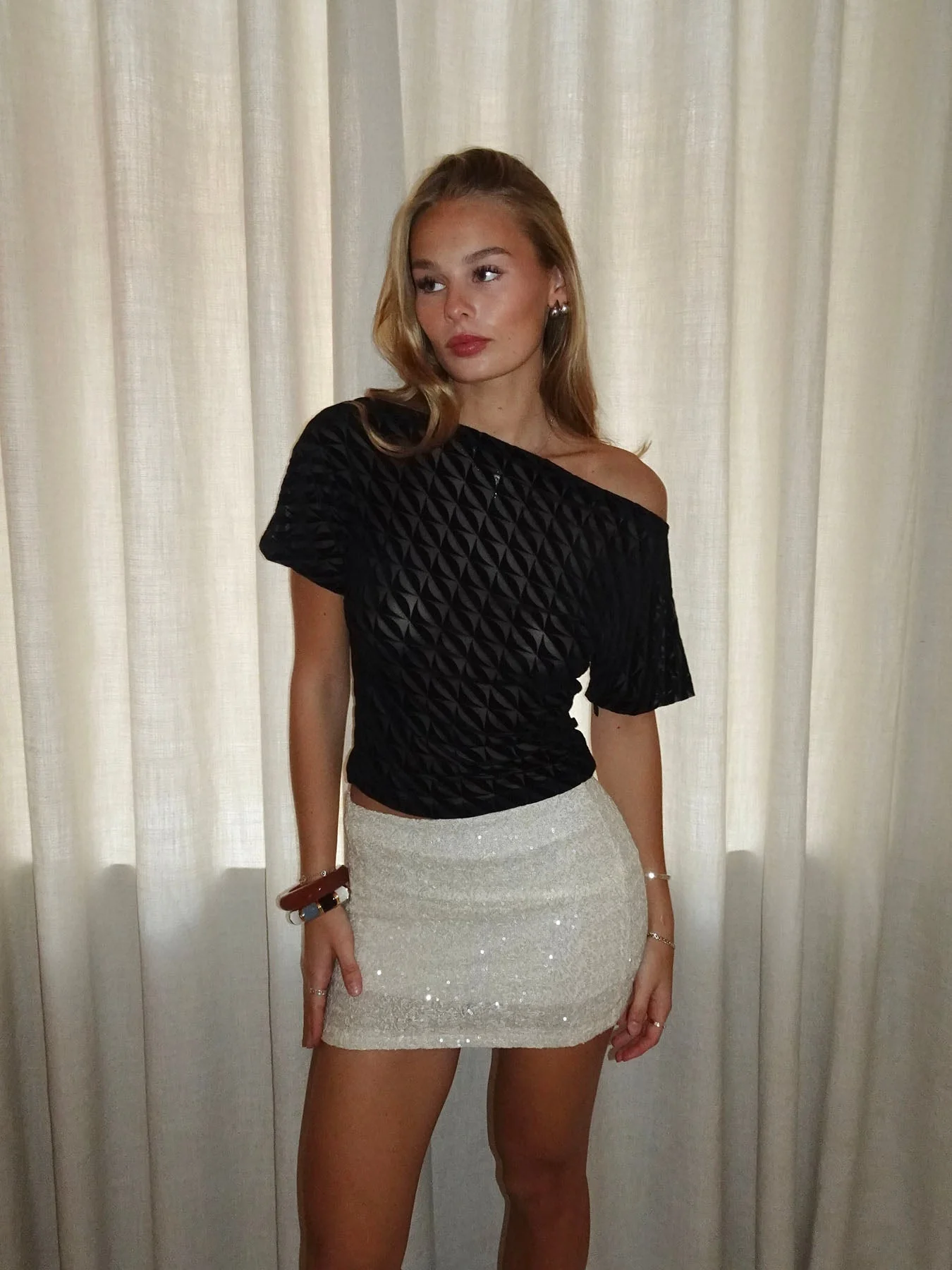 Florine fitted mesh t-shirt - Black
