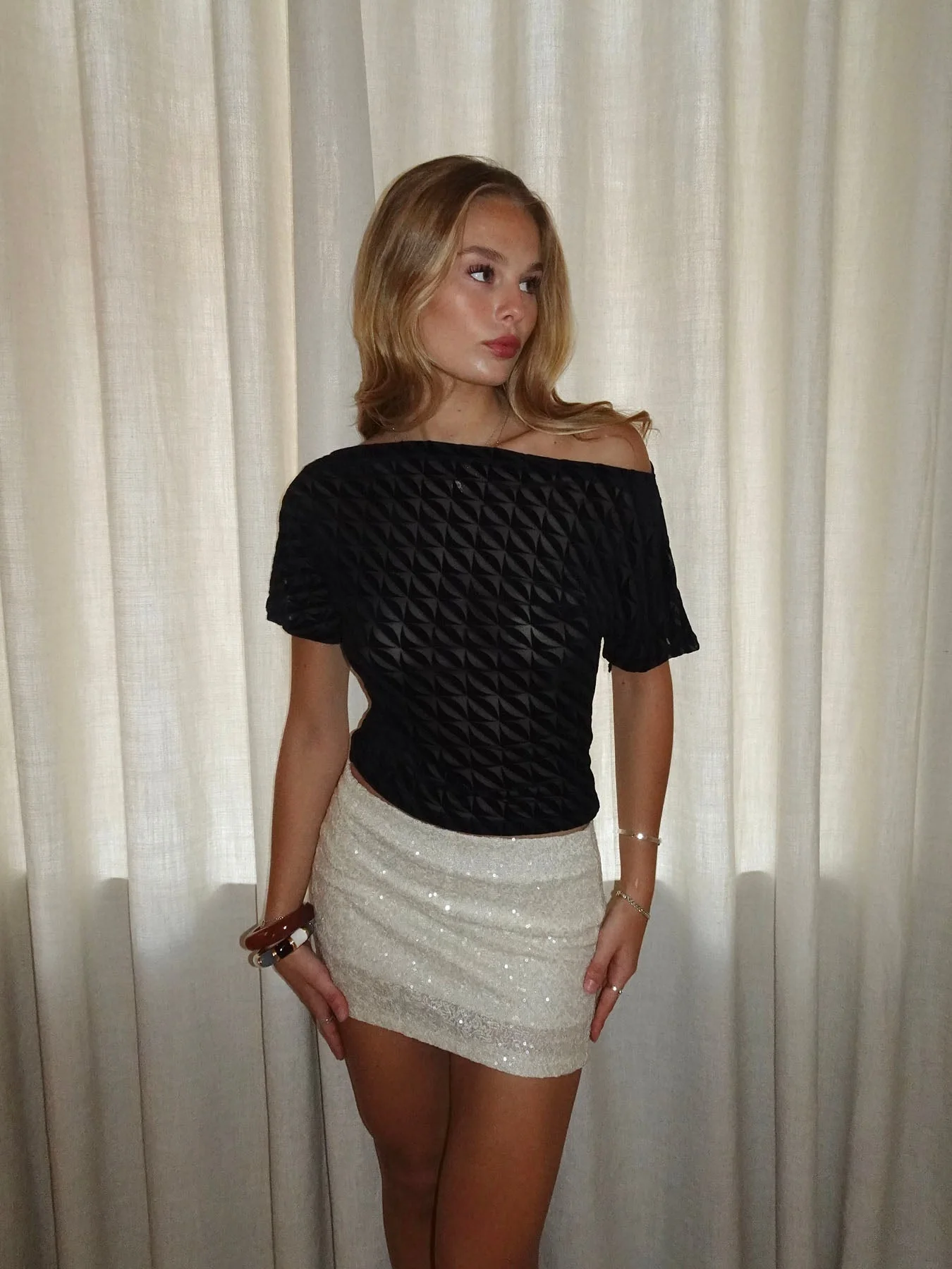 Florine fitted mesh t-shirt - Black 4 Florine fitted mesh t-shirt - Black