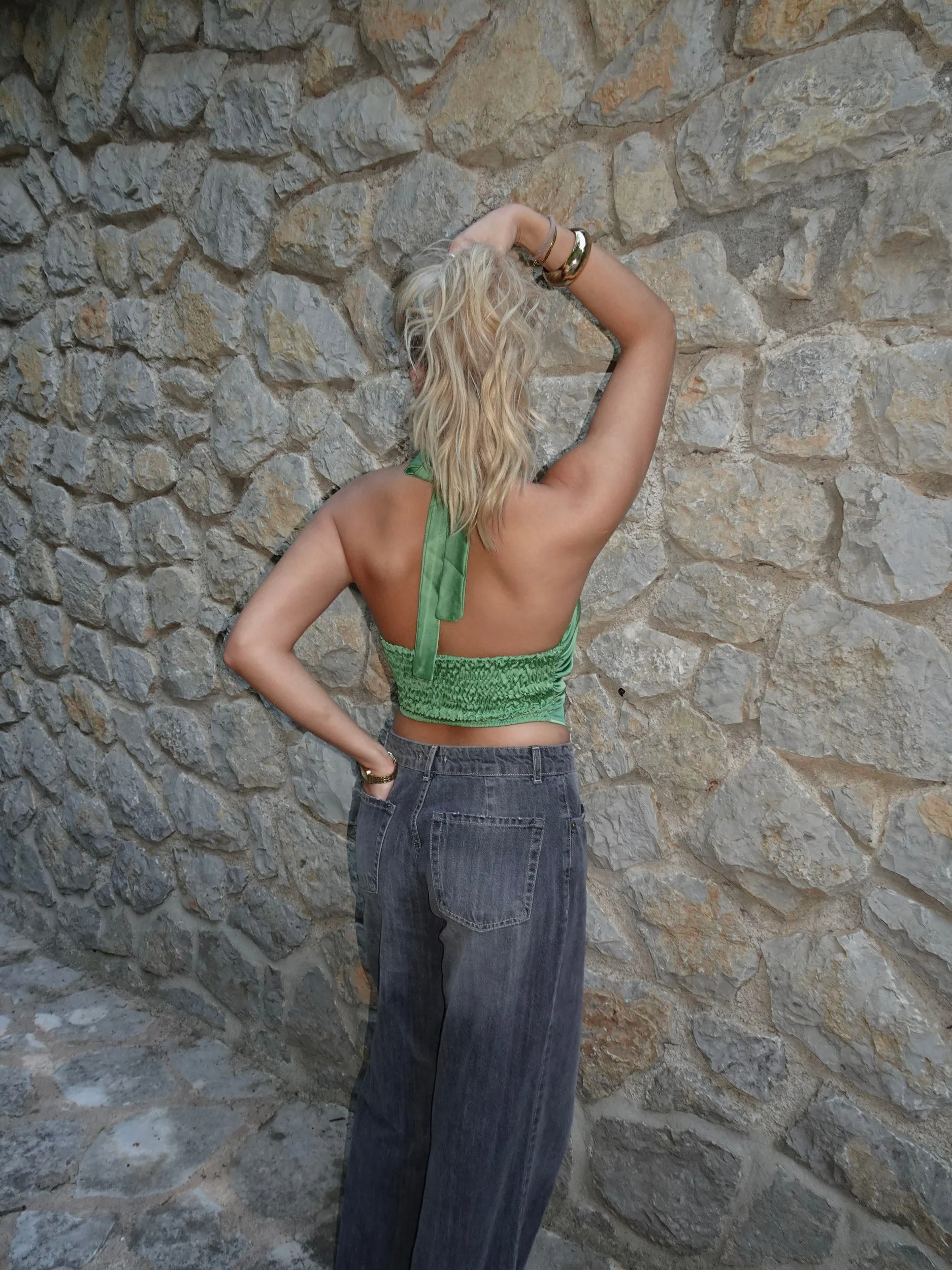 Frida halterneck top with open back – Green 8 Frida halterneck top with open back – Green